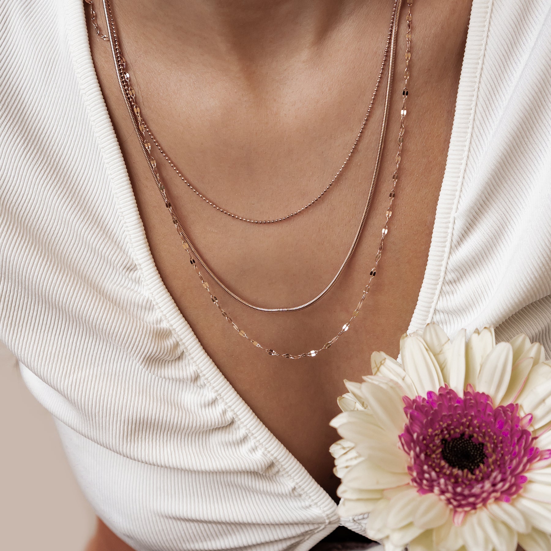 Fine Triple Layer Chain Necklace Waterproof