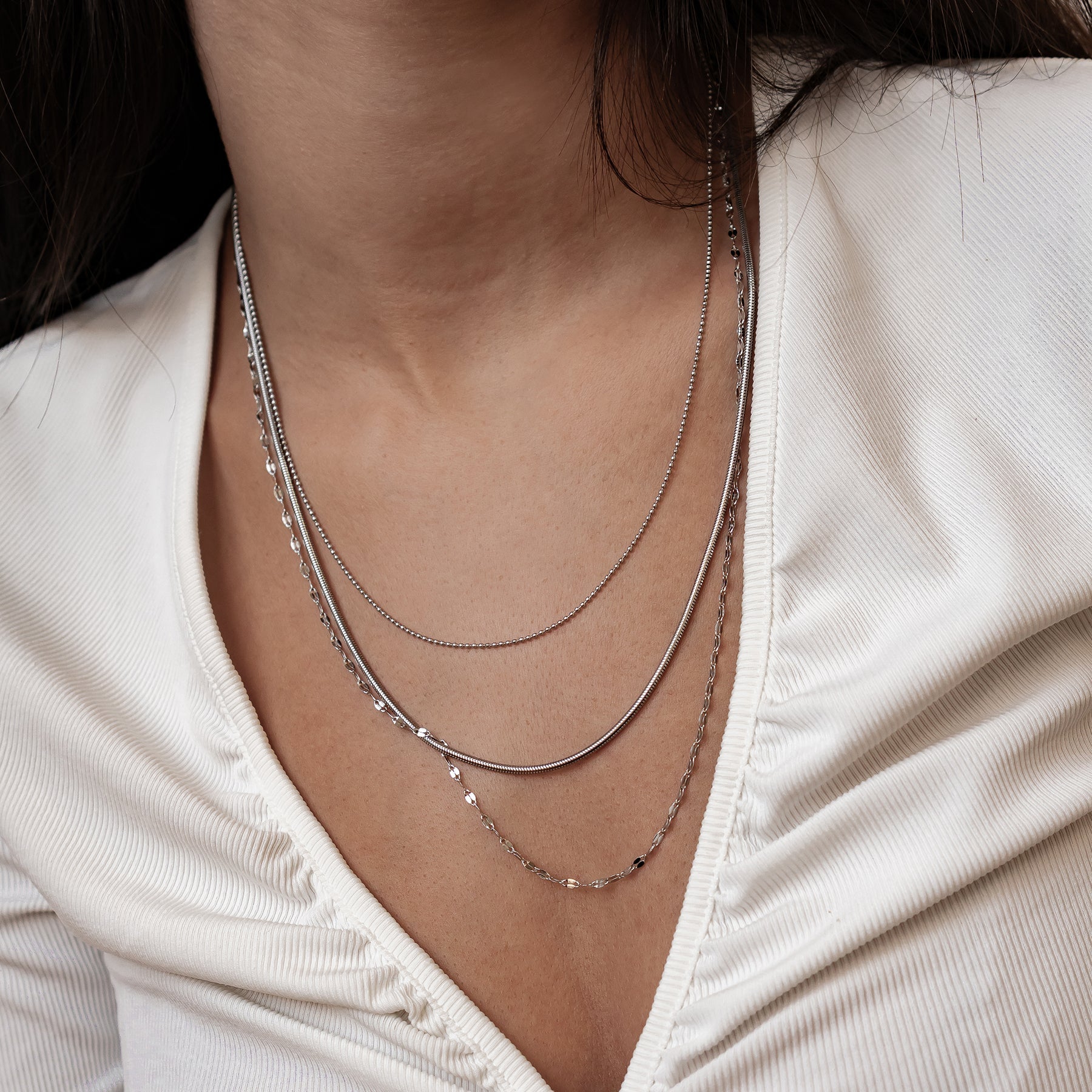 Fine Triple Layer Chain Necklace Waterproof