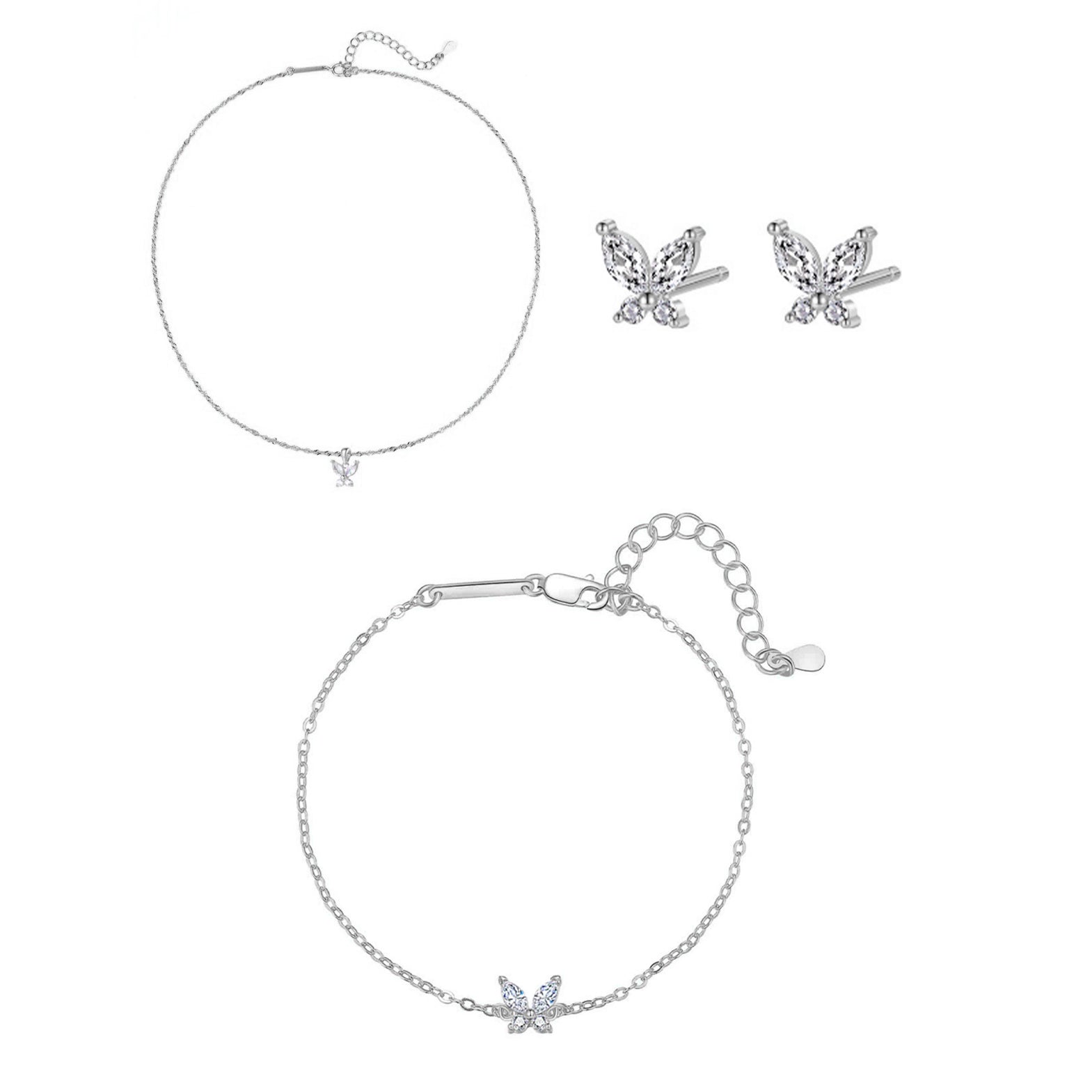 Gemstone Butterfly Jewelry Set Sterling Silver