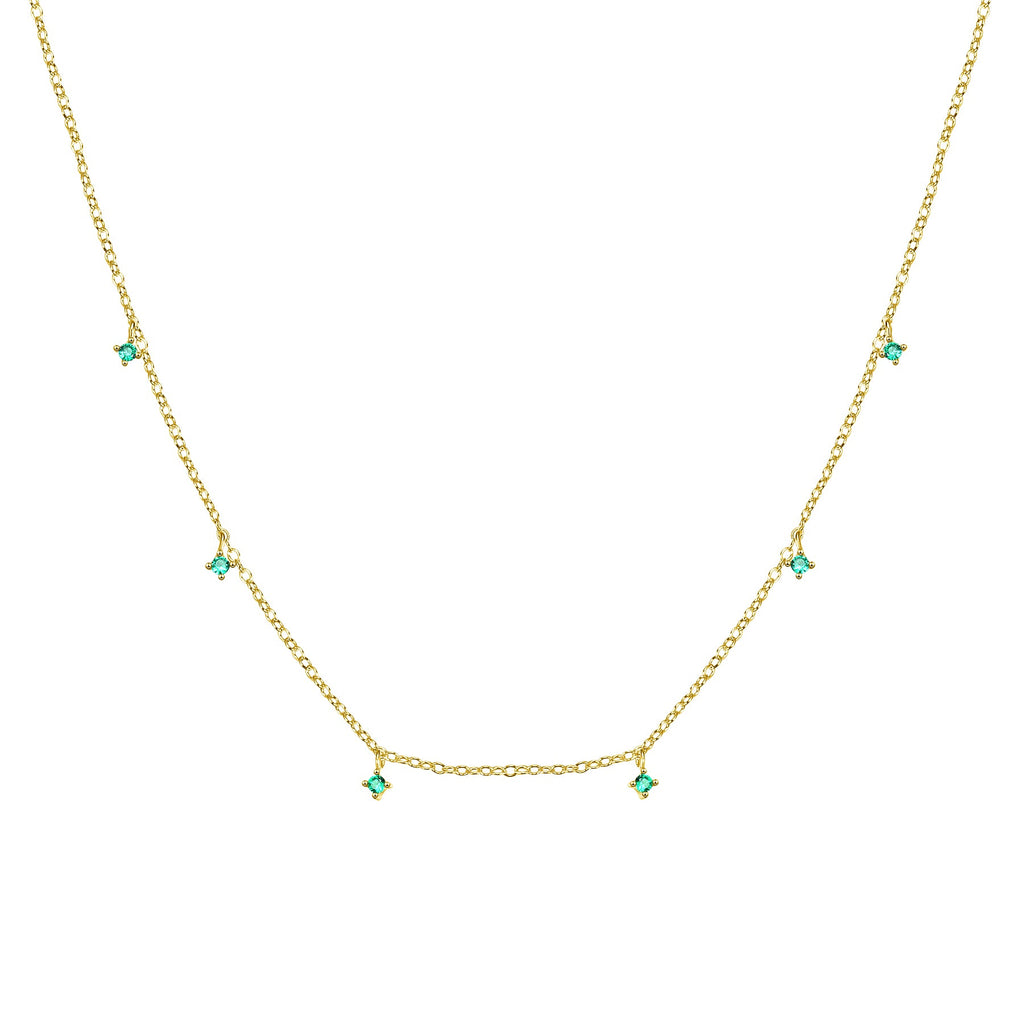 Green Gemstone Charm Necklace Sterling Silver