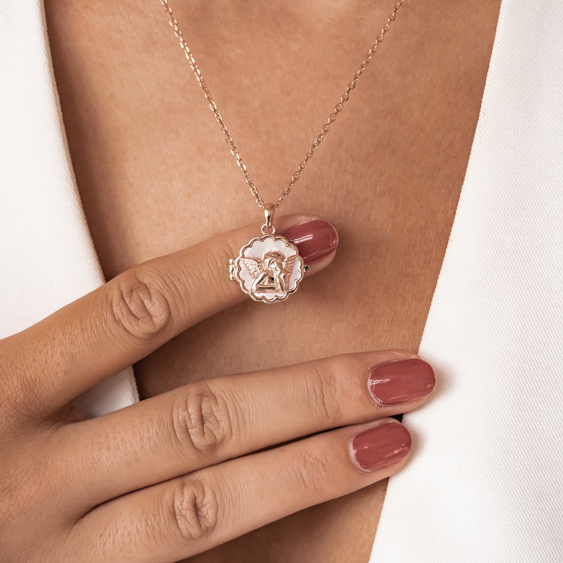 Guardian Angel Locket Necklace Sterling Silver