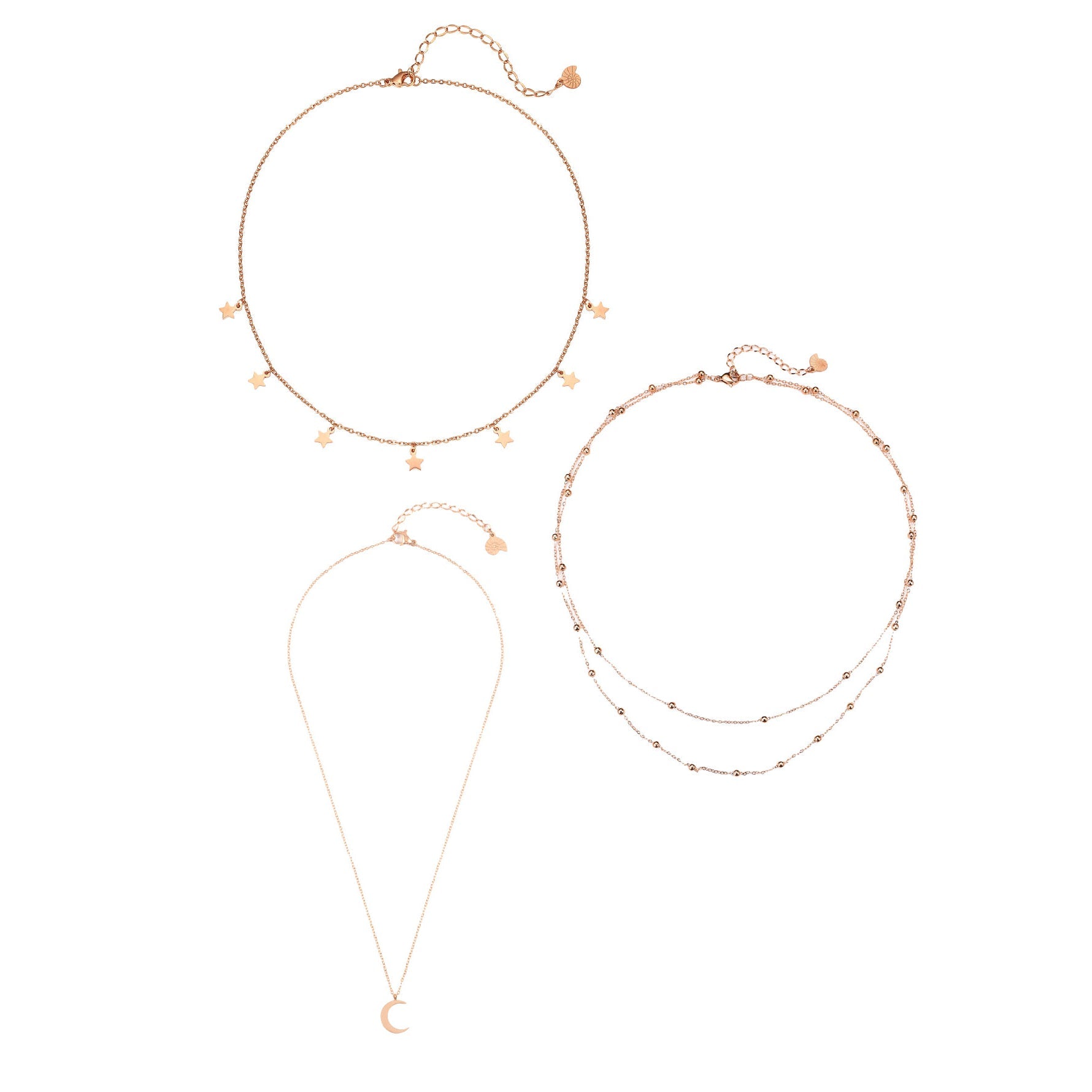 Multilayer Necklace Set Rose Gold