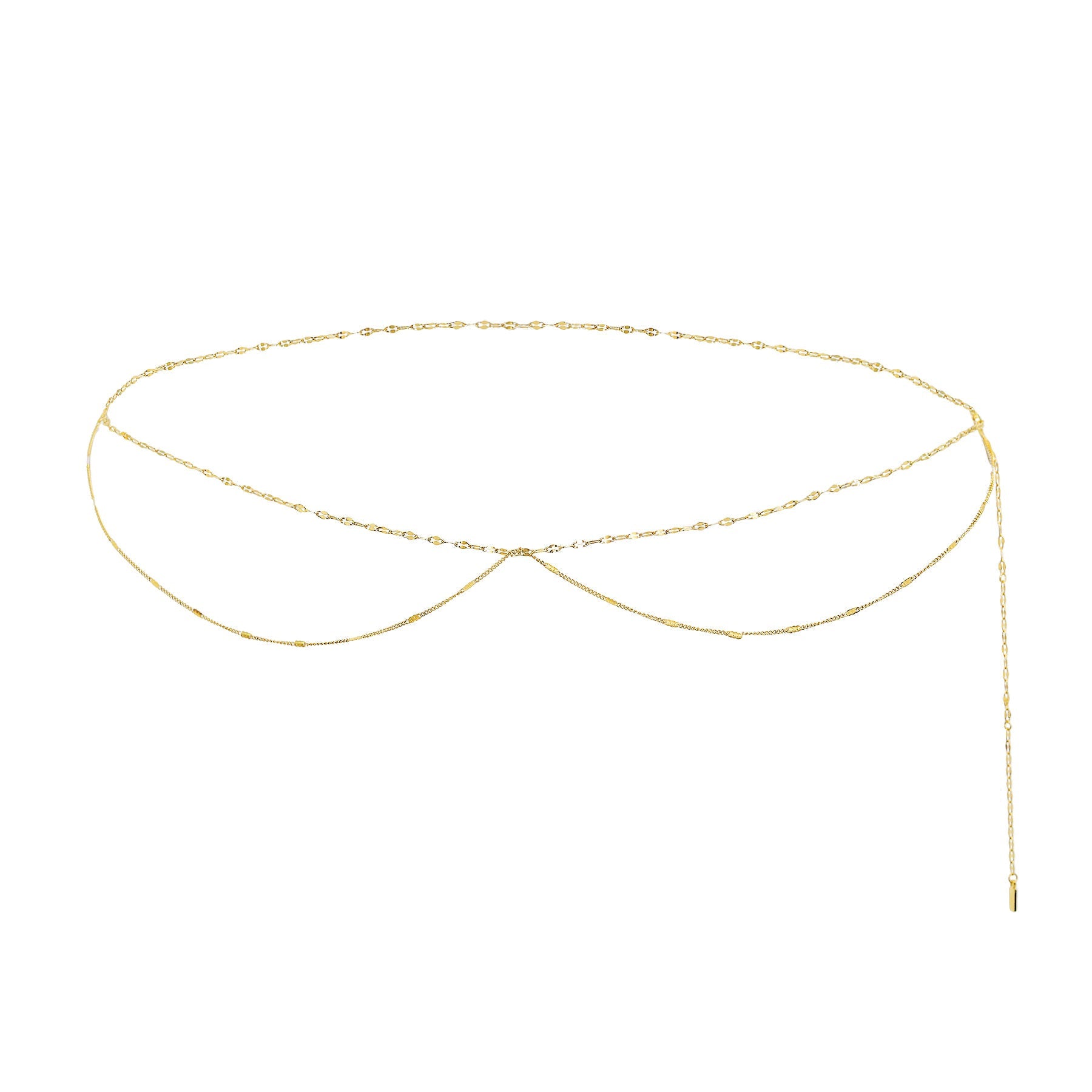 Layered Rolo and Starburst Belly Chain Waterproof