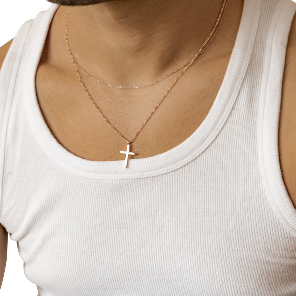 Men Layered Cross Necklace Waterproof