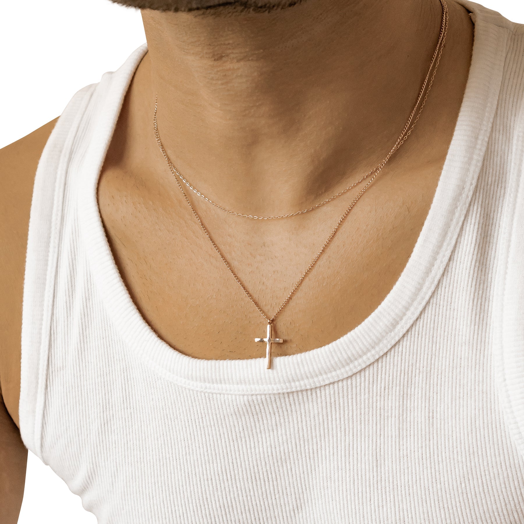 Men Layered Cross Necklace Waterproof