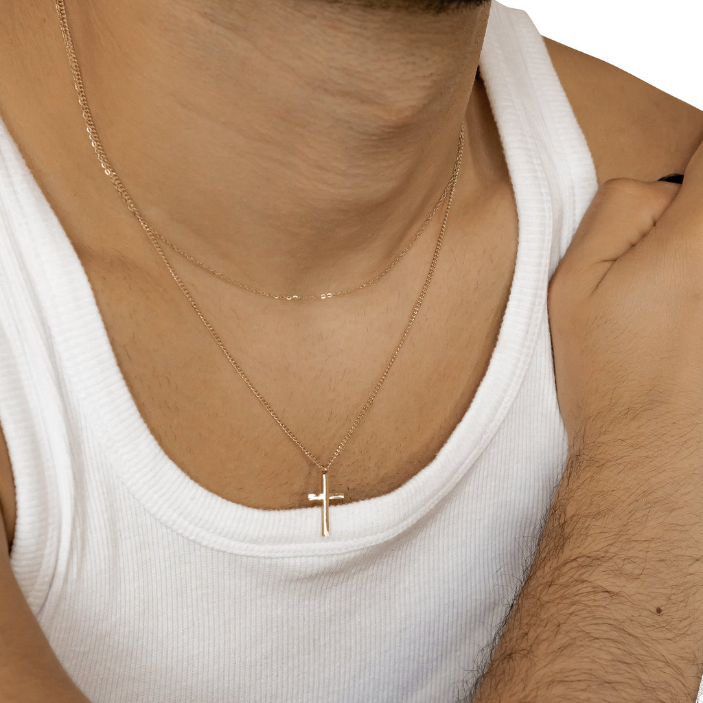 Men Layered Cross Necklace Waterproof
