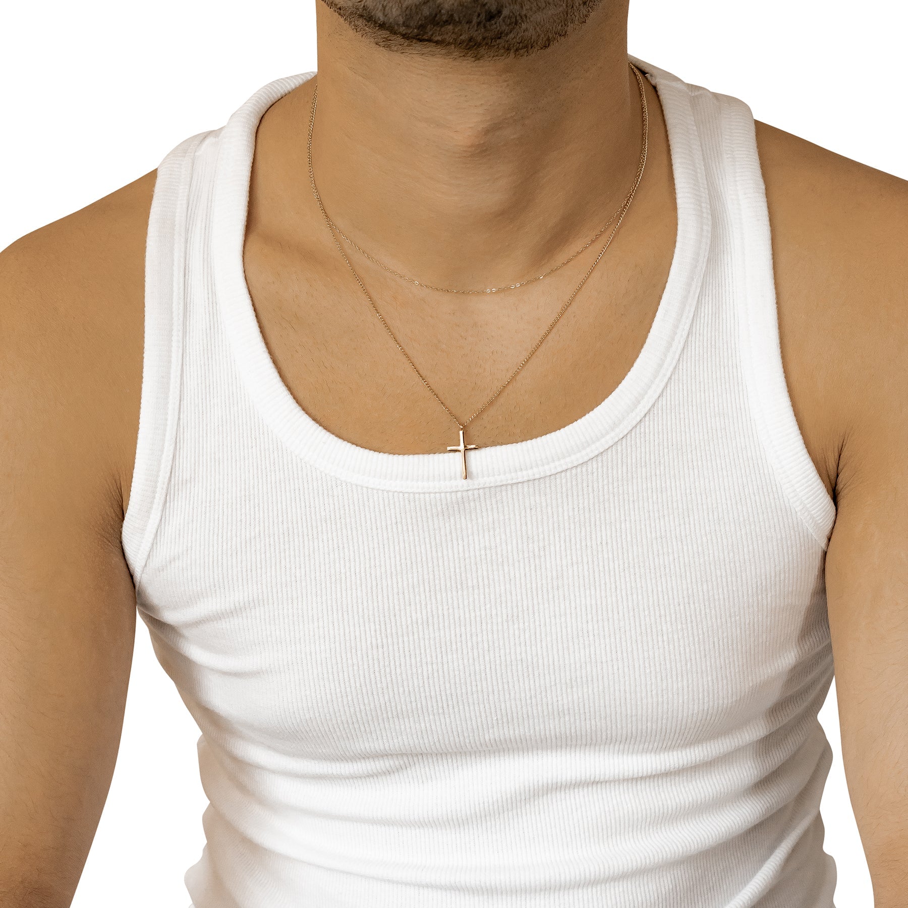 Men Layered Cross Necklace Waterproof