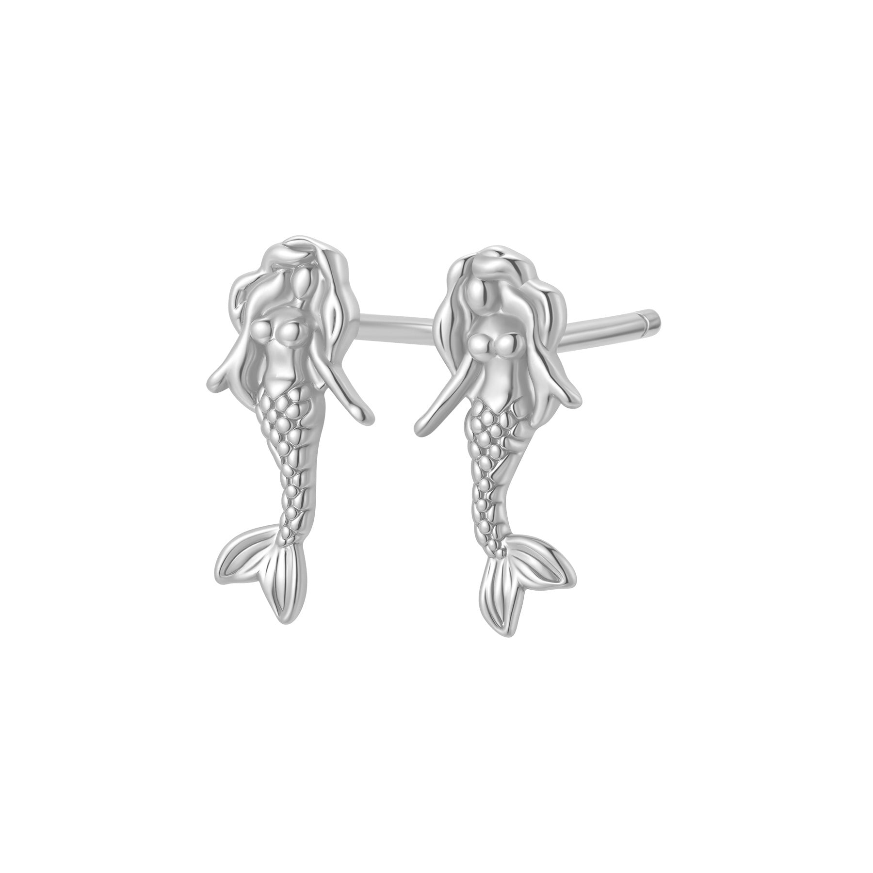 Mermaid Stud Earrings Sterling Silver