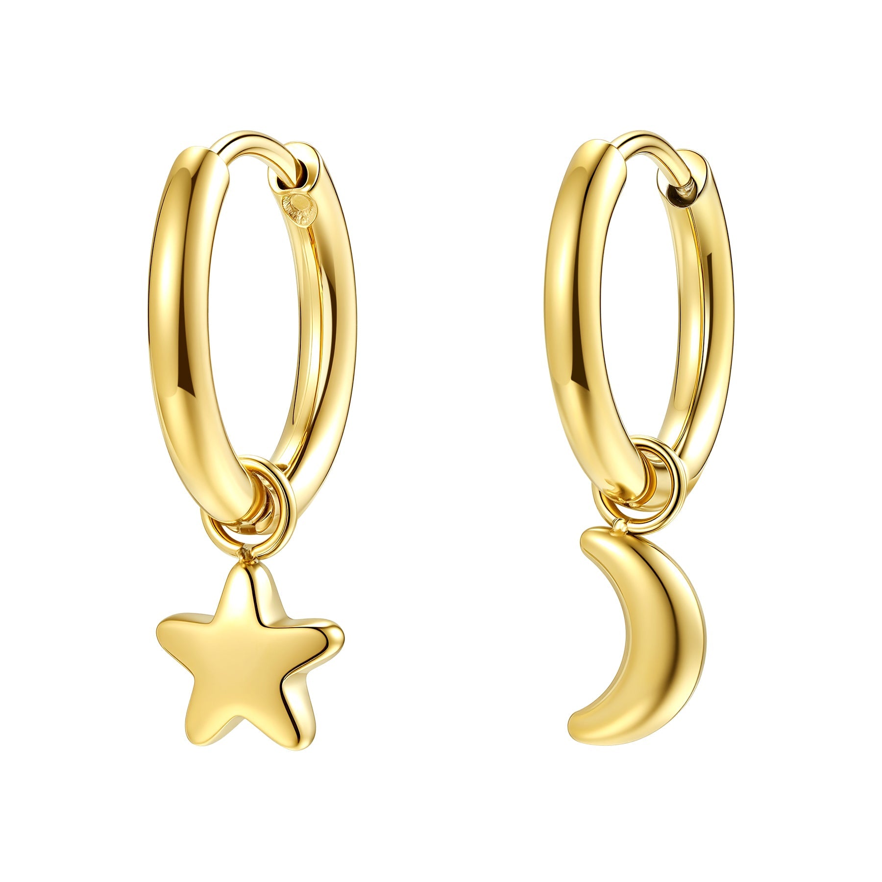 Moon and Star Hoop Earrings Waterproof