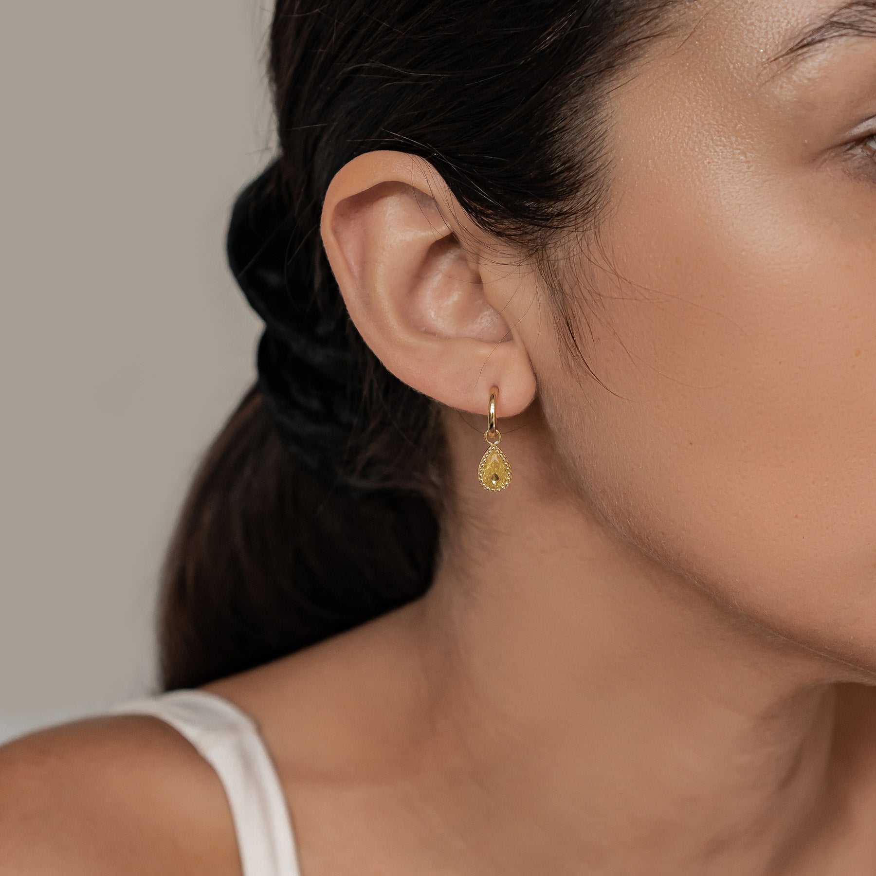 November Topaz Birthstone Hoop Earrings Sterling Silver