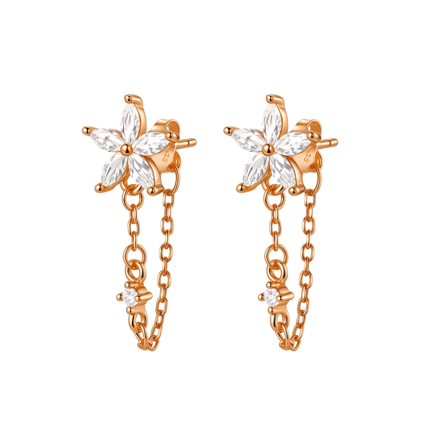 Petal Blossom Chain Earrings Sterling Silver