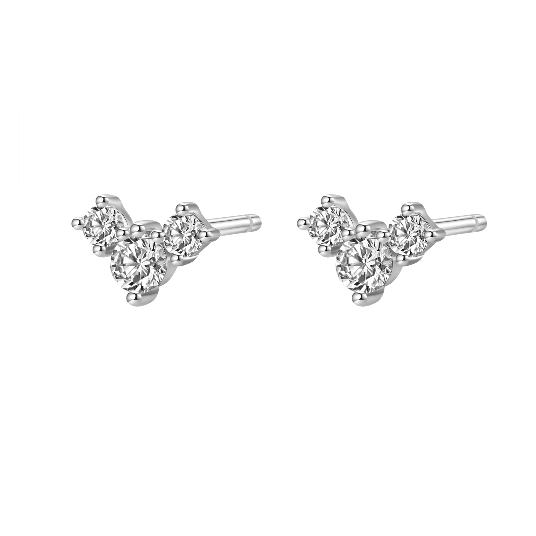 Petite Trio Flower Stud Earrings Sterling Silver