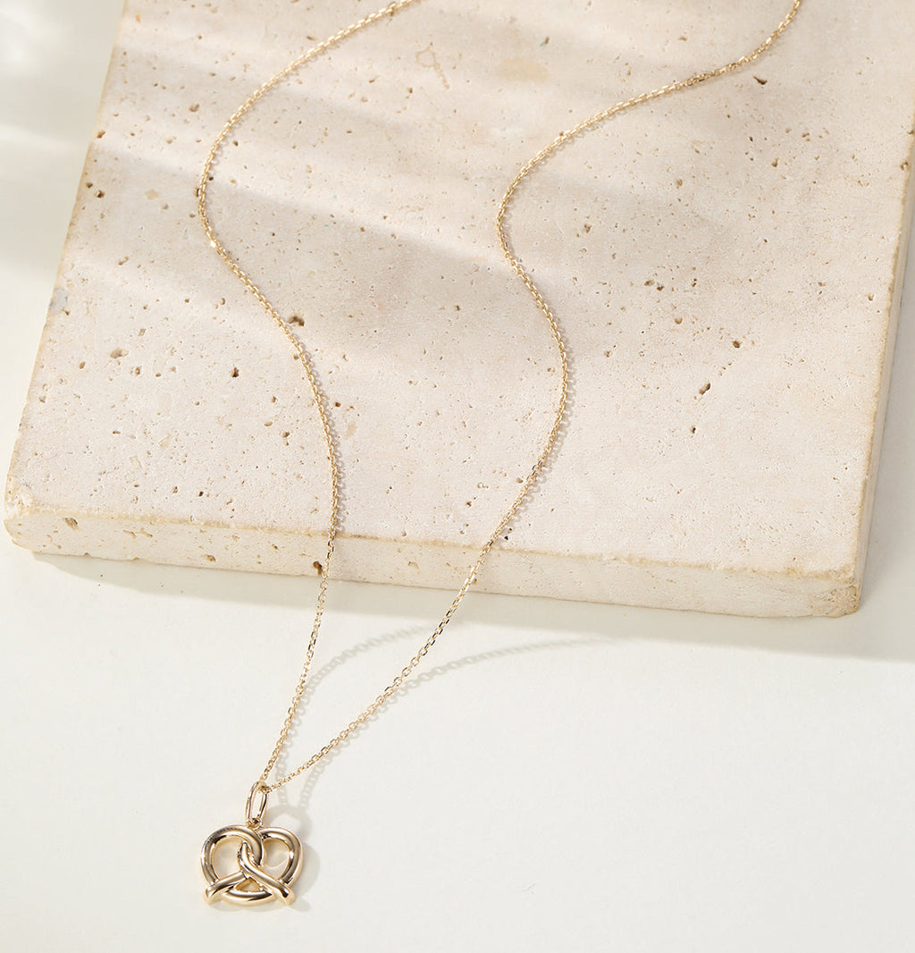 Playful Pretzel Pendant Necklace 14K Gold