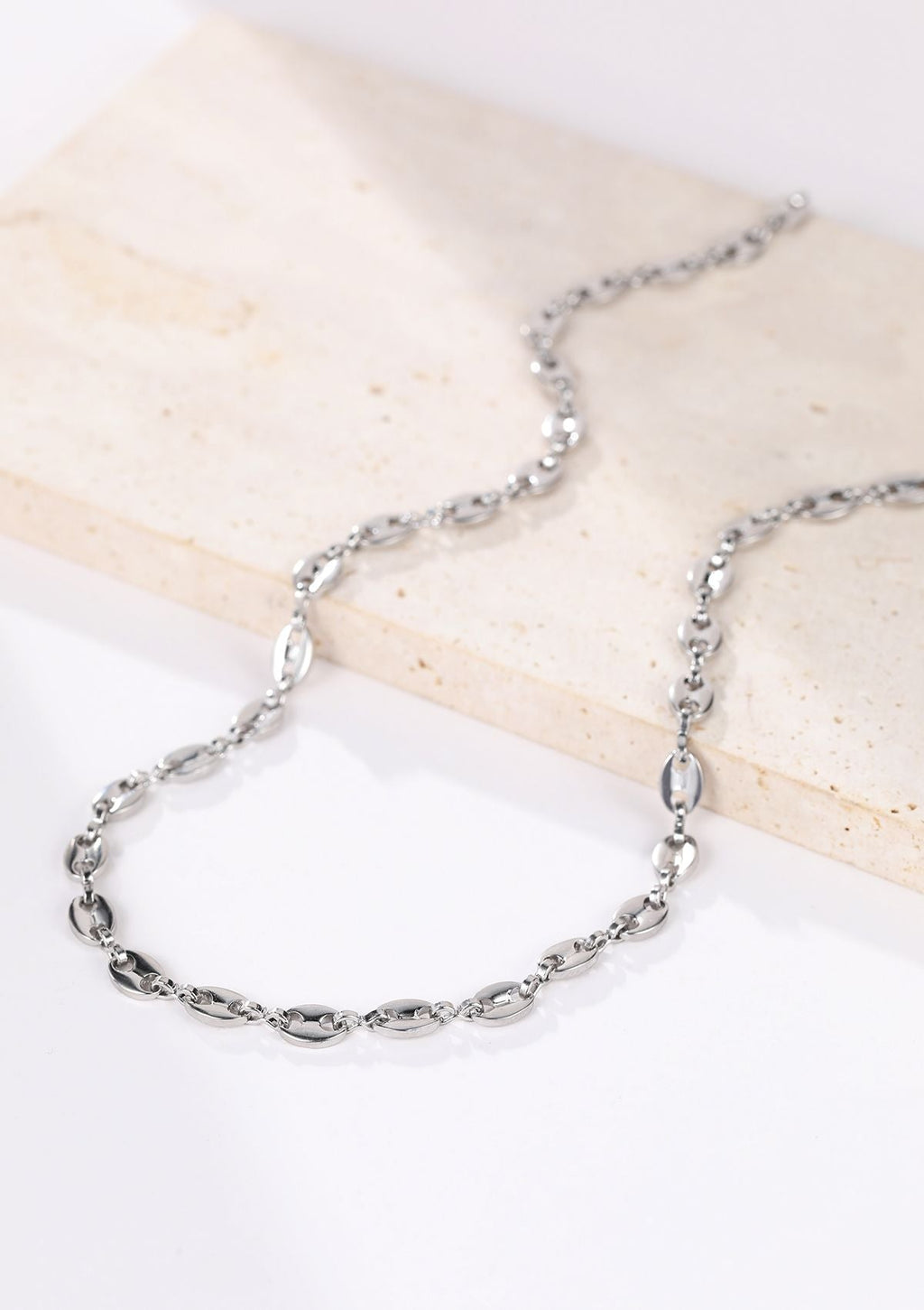 Puffed Mariner Chain Necklace Silver