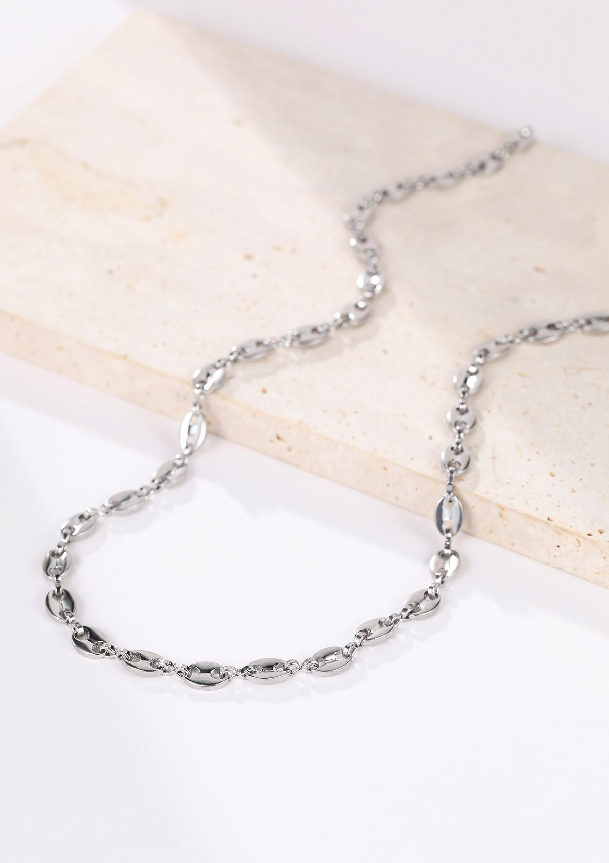 Puffed Mariner Chain Necklace Silver