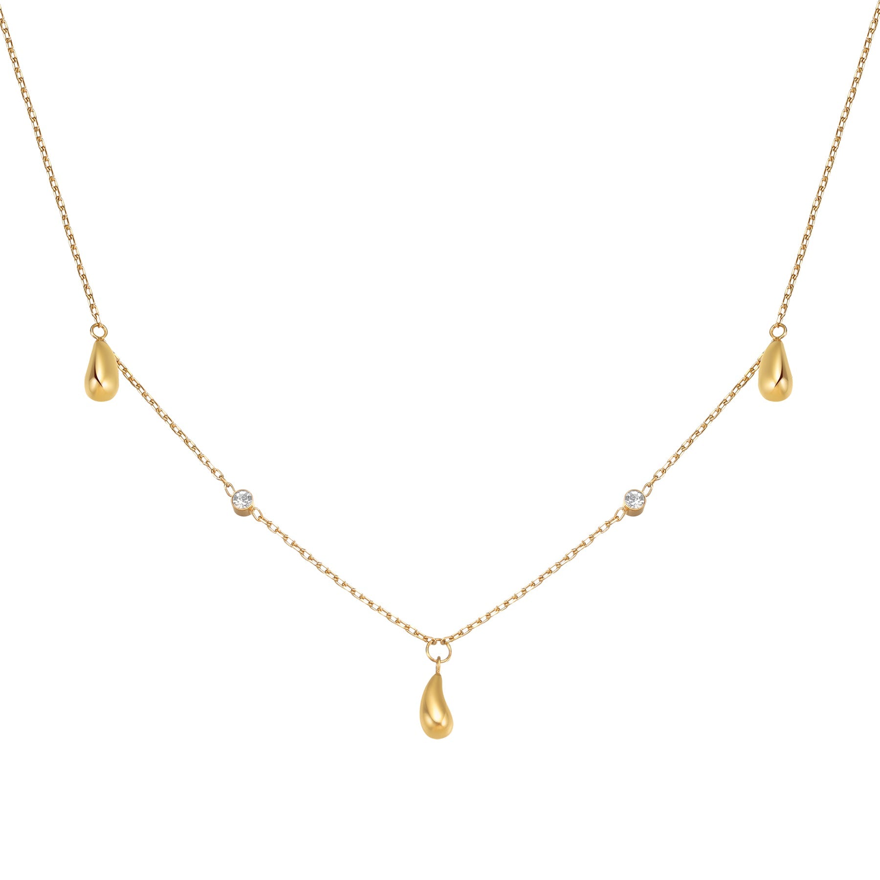 Raindrop & Sparkle Chain Necklace Waterproof