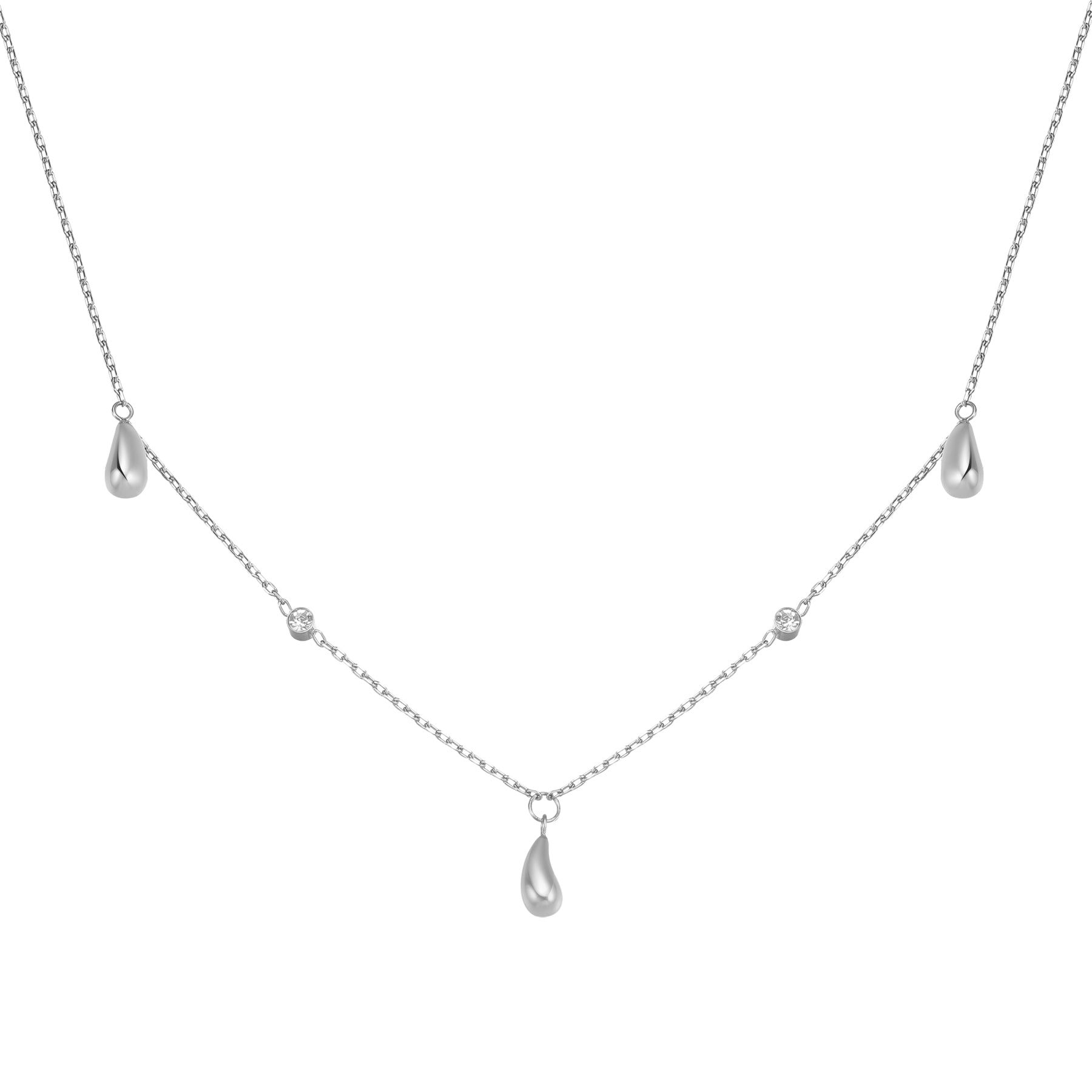 Raindrop & Sparkle Chain Necklace Waterproof