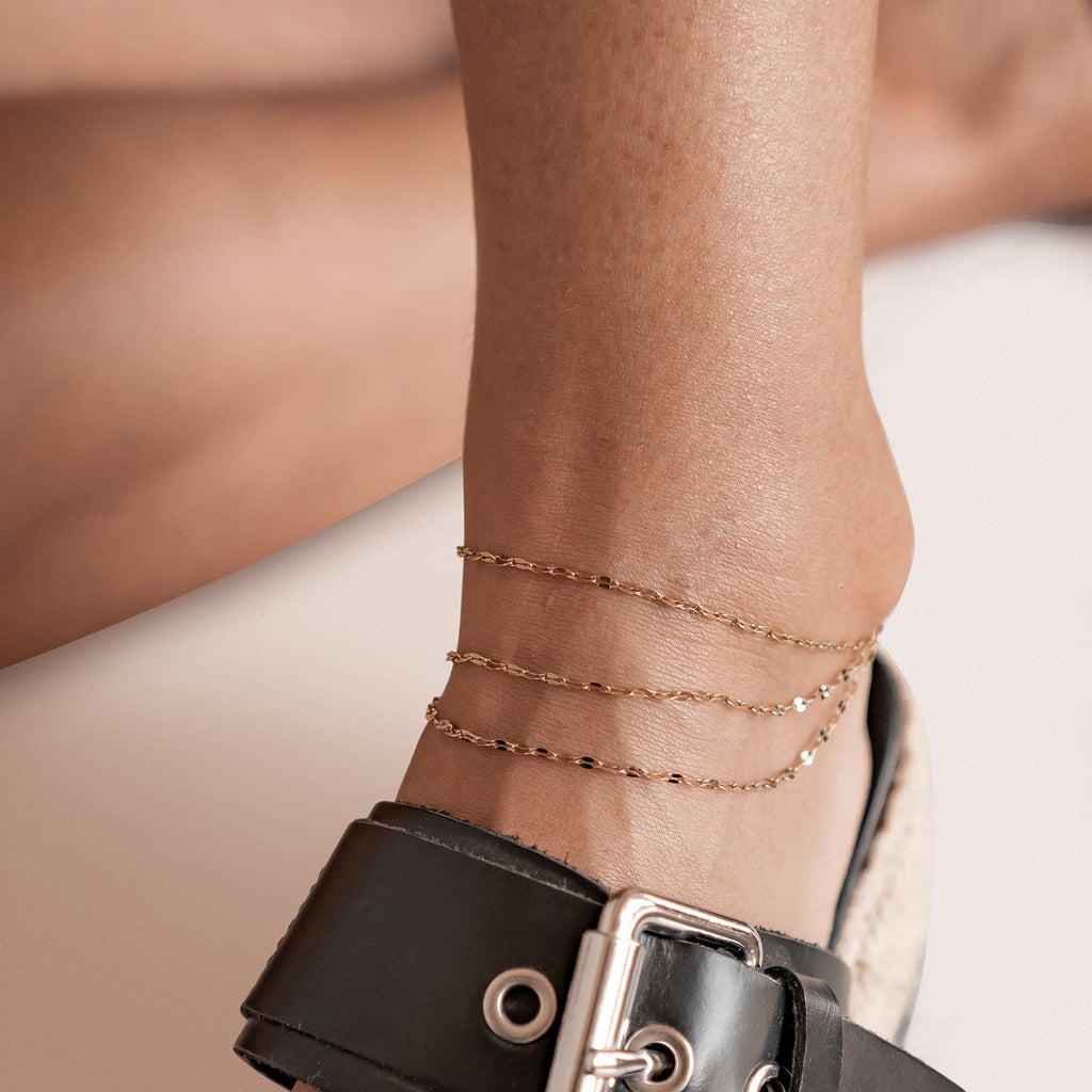 Rolo Trio Chain Anklet – Waterproof