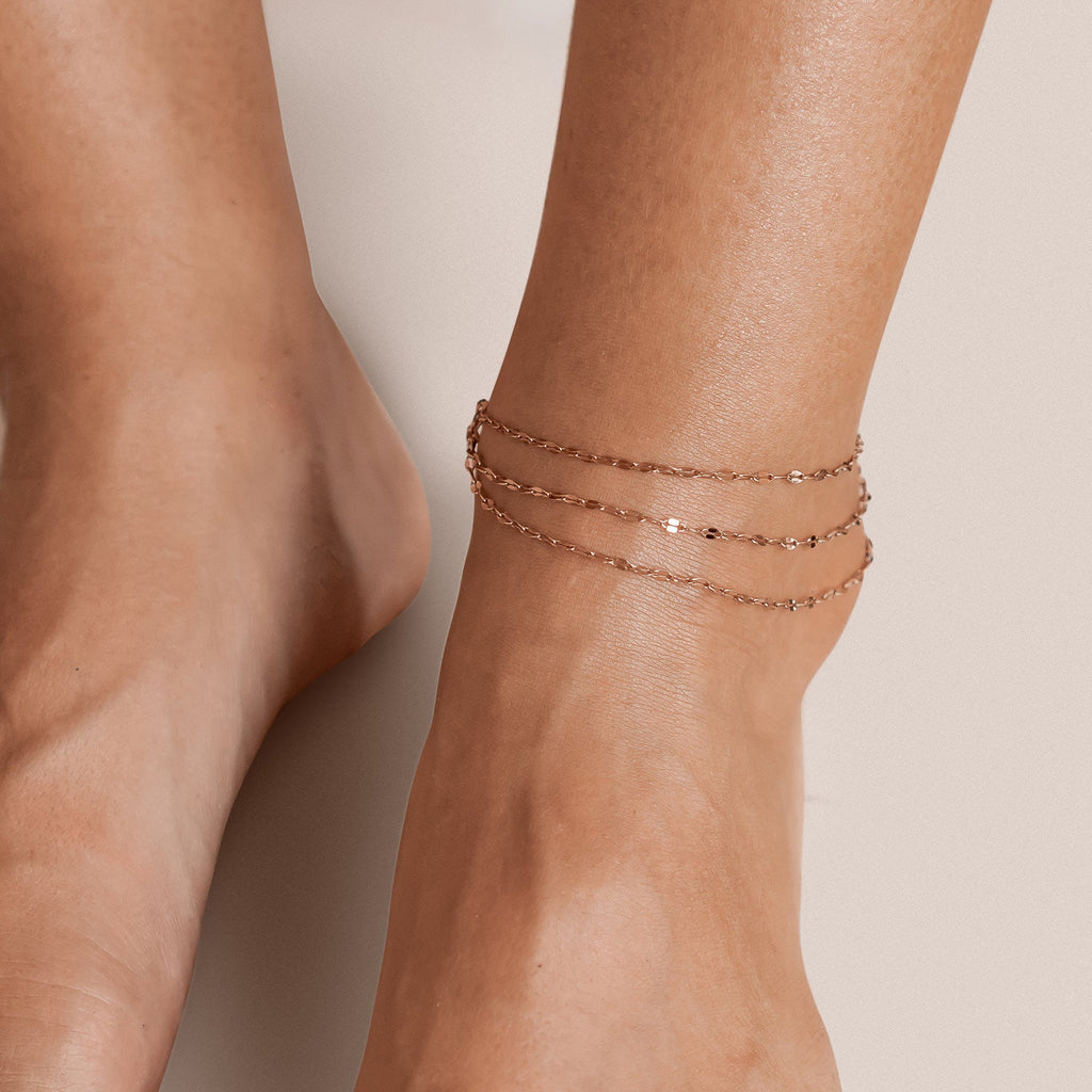 Rolo Trio Chain Anklet – Waterproof