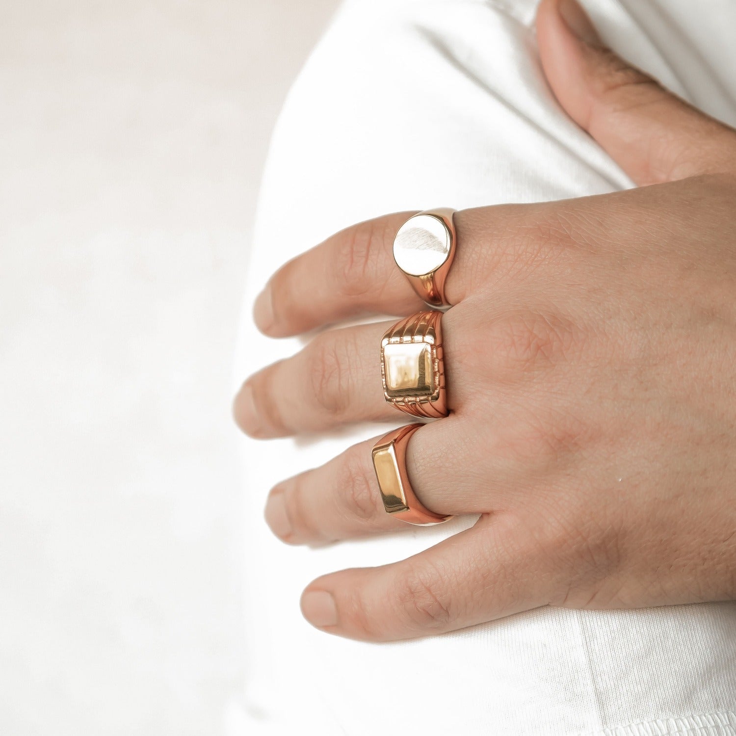 Round Signet Ring Men Stainless Steel