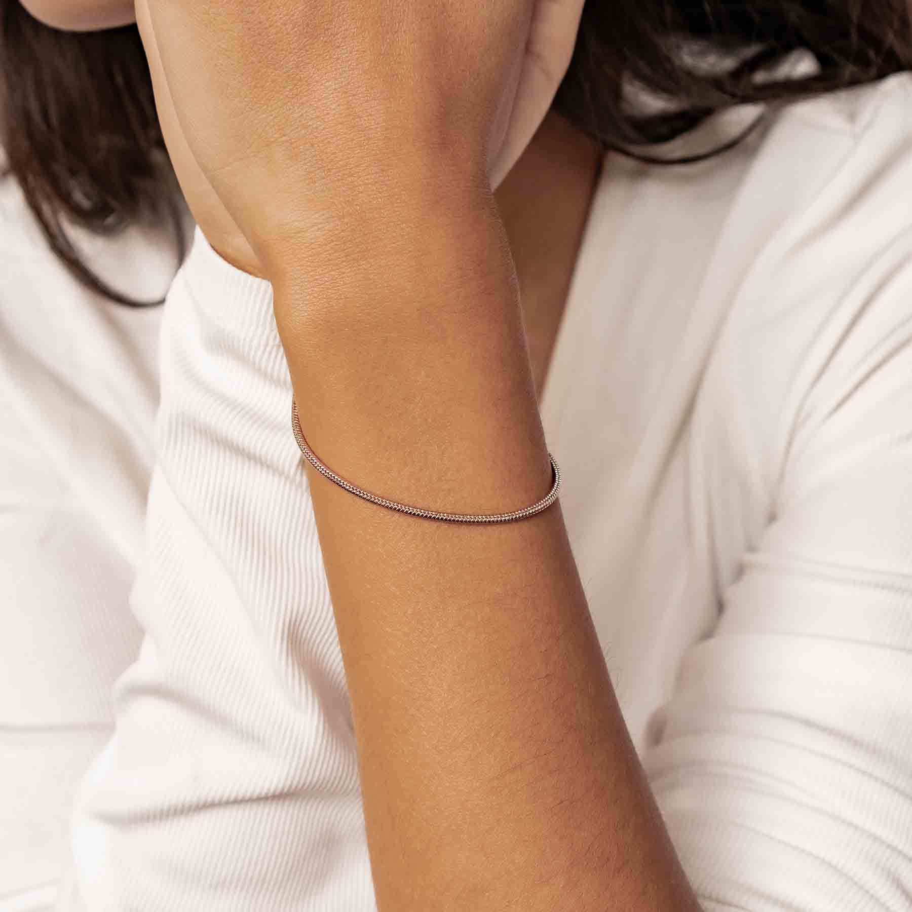 Round Snake Chain Bracelet Rose Gold