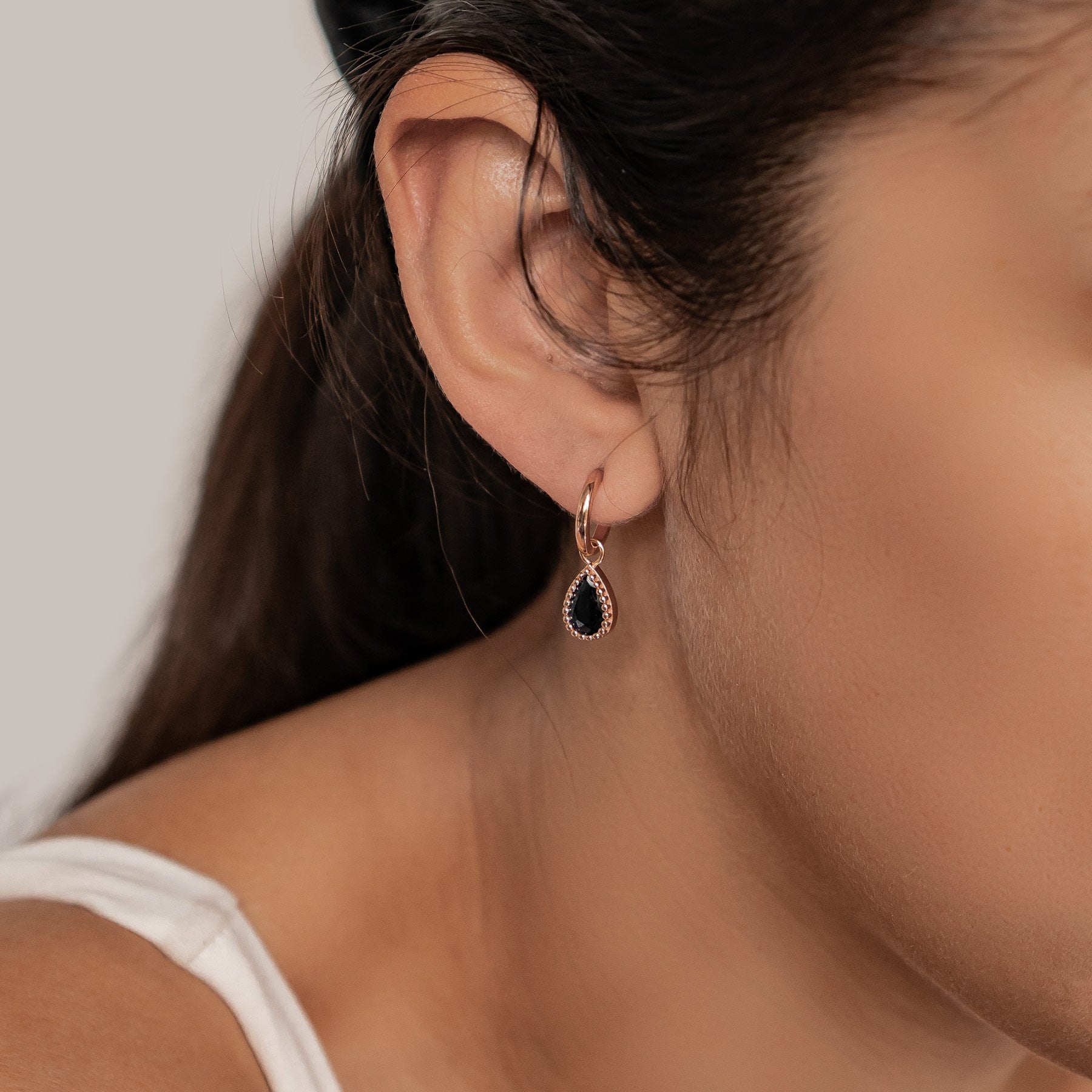 September Sapphire Birthstone Hoop Earrings Sterling Silver