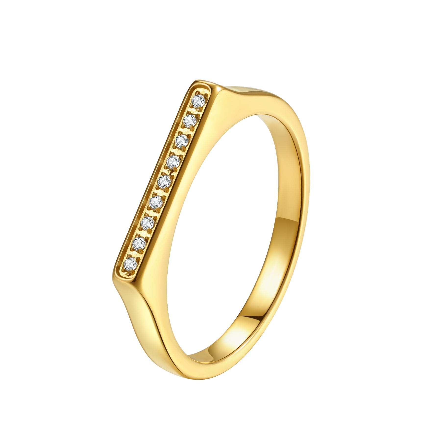 Sleek Gemstone Arc Signet Ring Stainless Steel