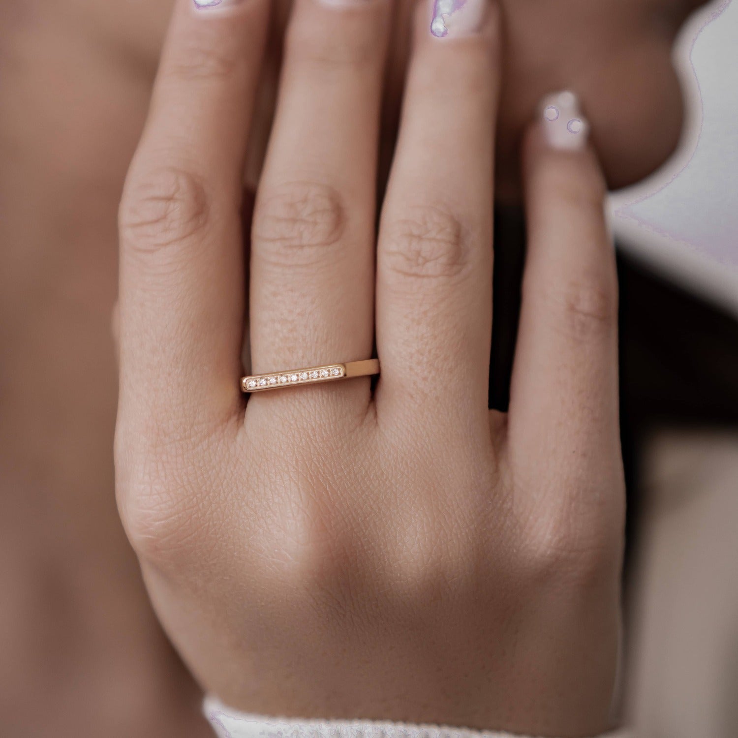 Sleek Gemstone Arc Signet Ring Stainless Steel