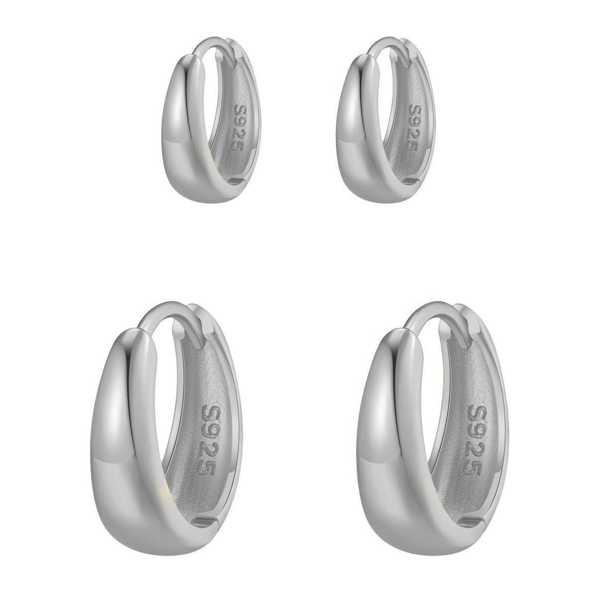 Small Dome Hoop Earring Set Sterling Silver