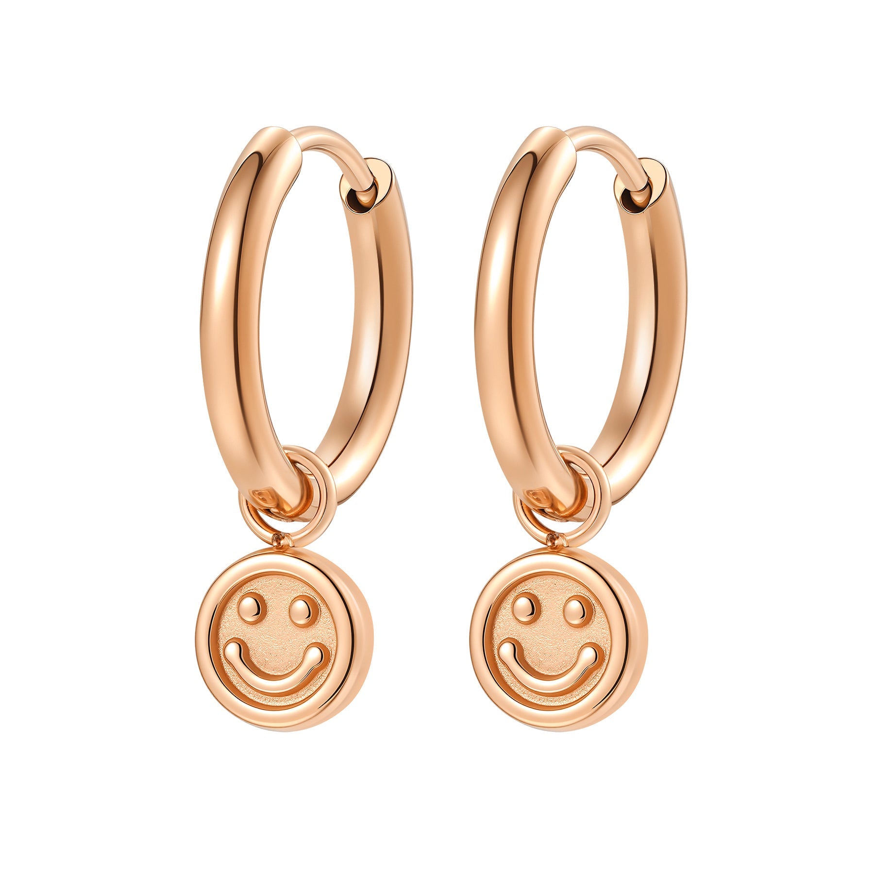 Smiley Charm Hoop Earrings Waterproof