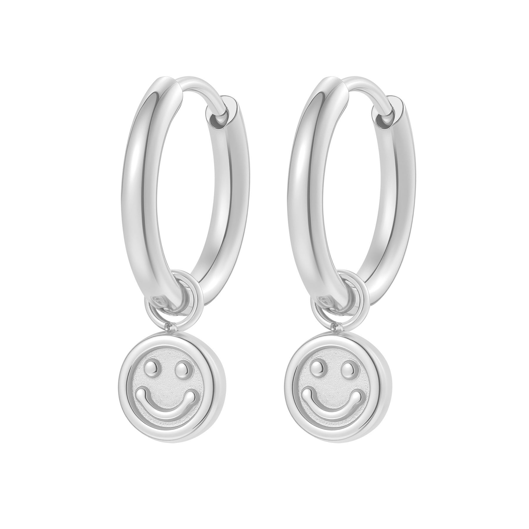 Smiley Charm Hoop Earrings Waterproof