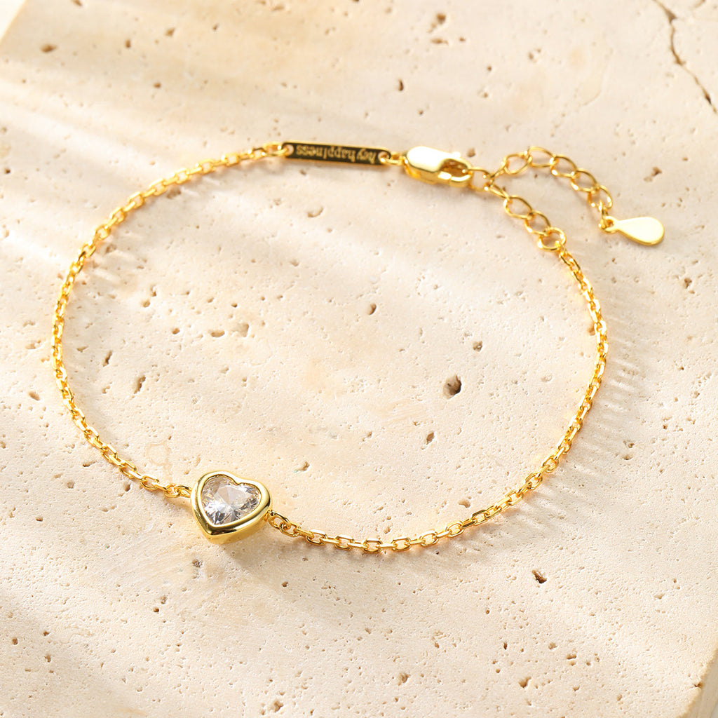 Sparkling Heart Bracelet Sterling Silver
