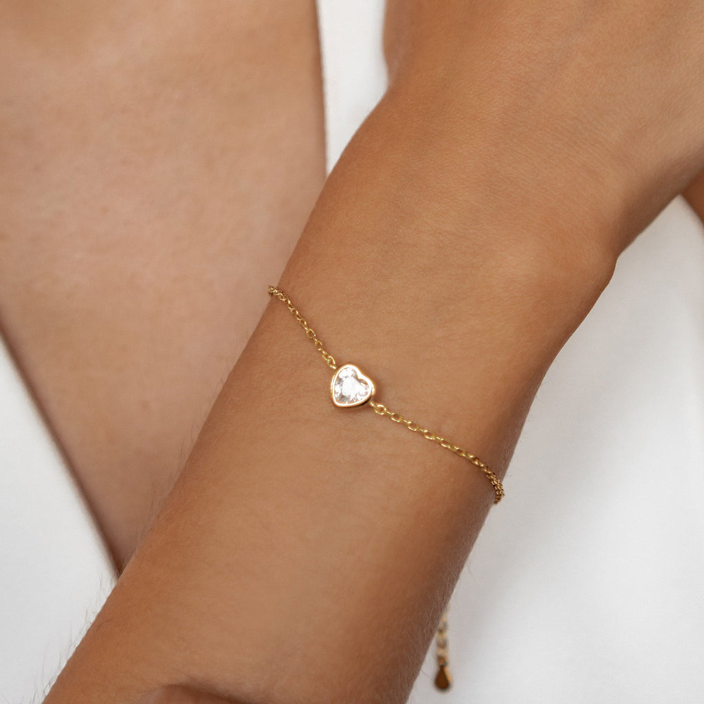 Sparkling Heart Bracelet Sterling Silver