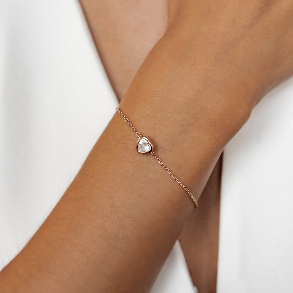 Sparkling Heart Bracelet Sterling Silver
