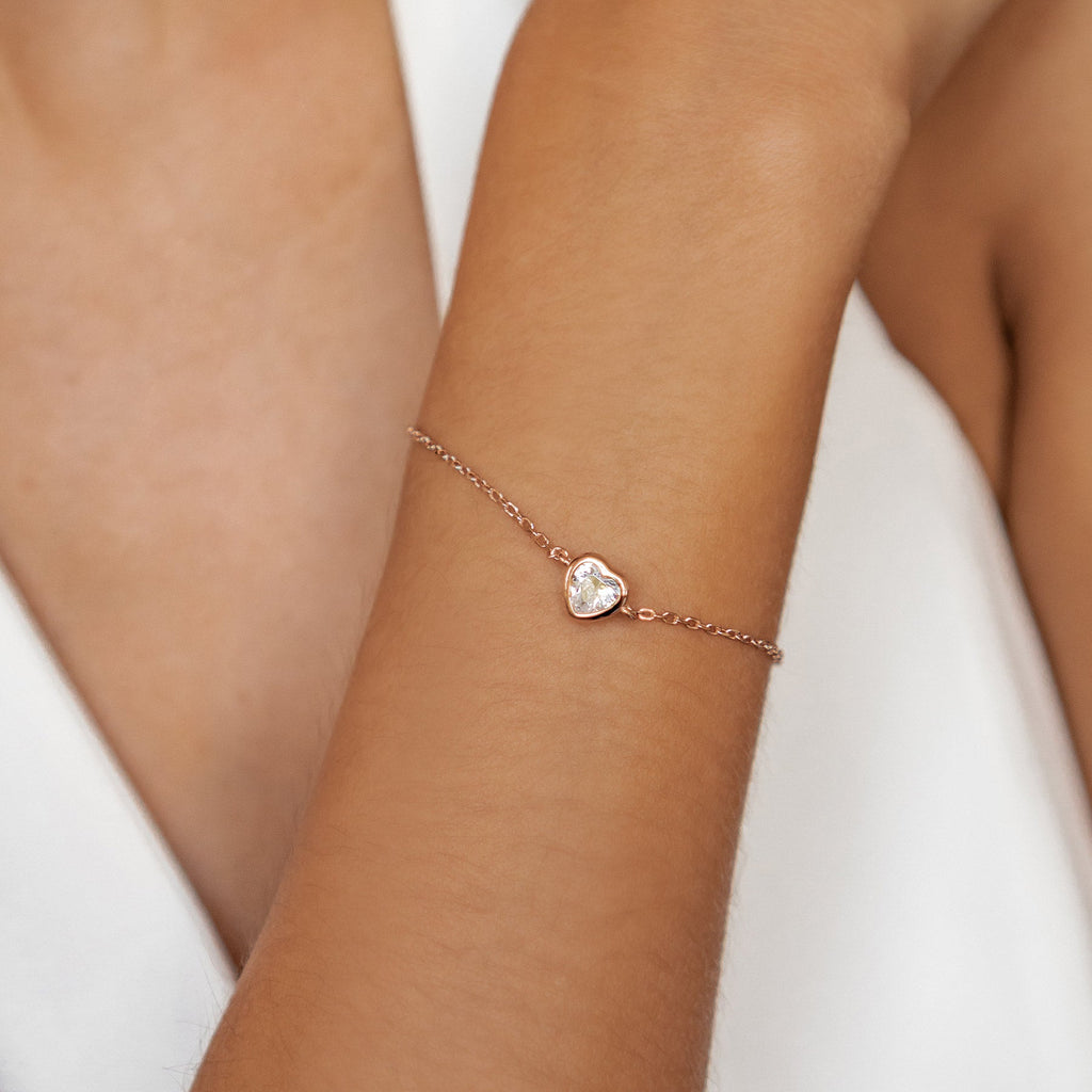 Sparkling Heart Bracelet Sterling Silver