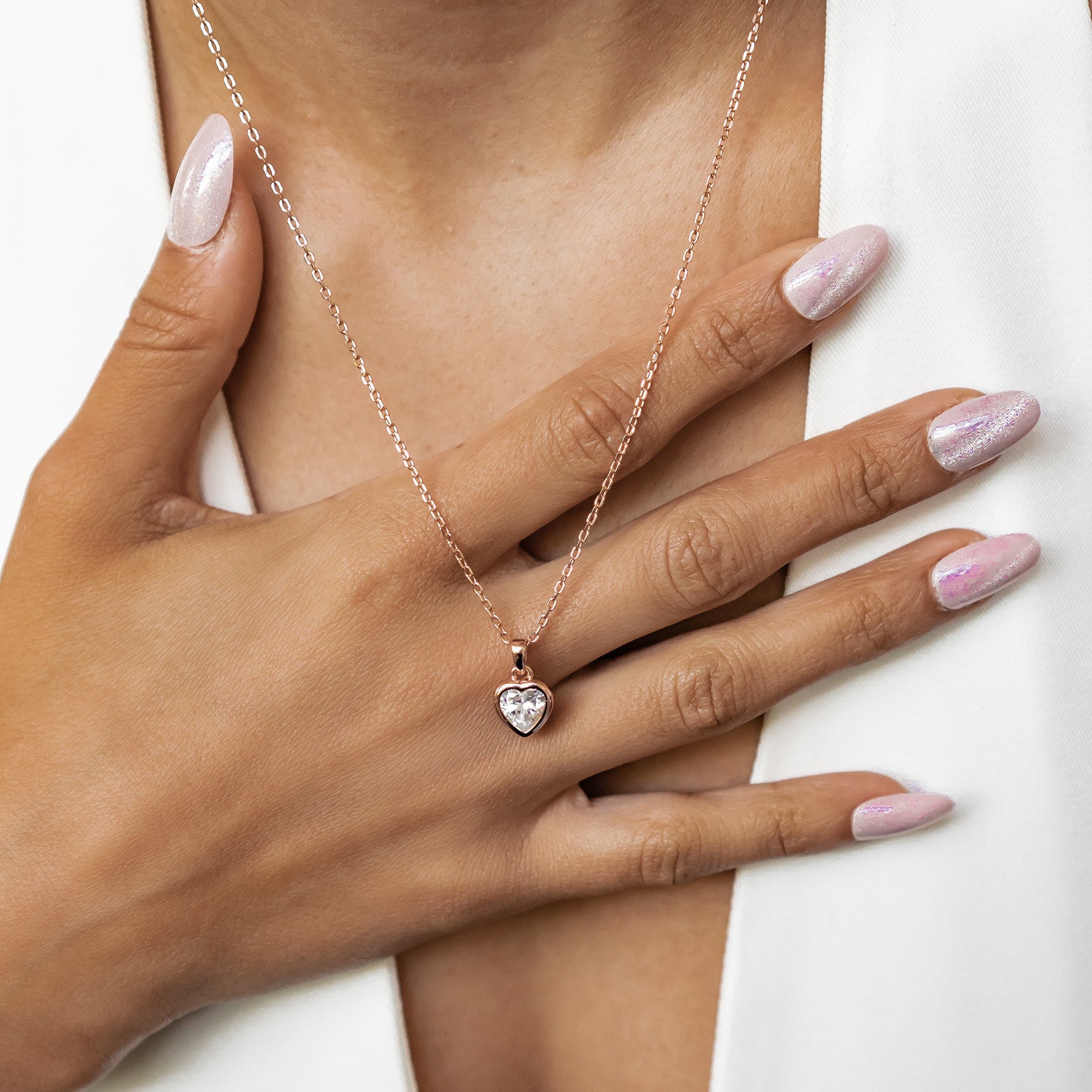 Sparkling Heart Necklace Sterling Silver