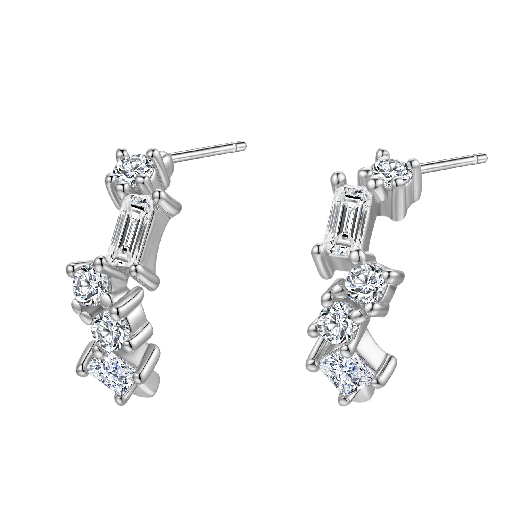 Stardust Charm Hoop Earrings Sterling Silver