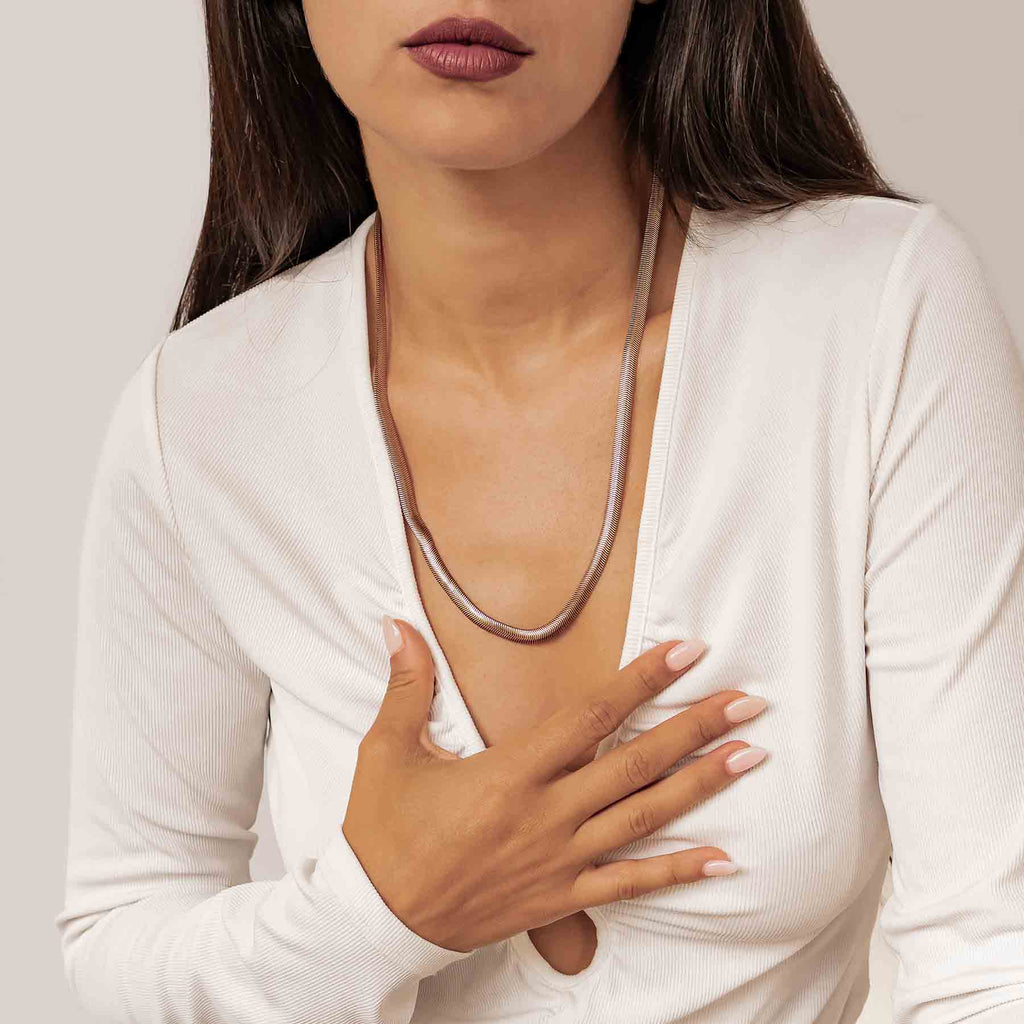 Thick Snake Chain Necklace Rose Gold