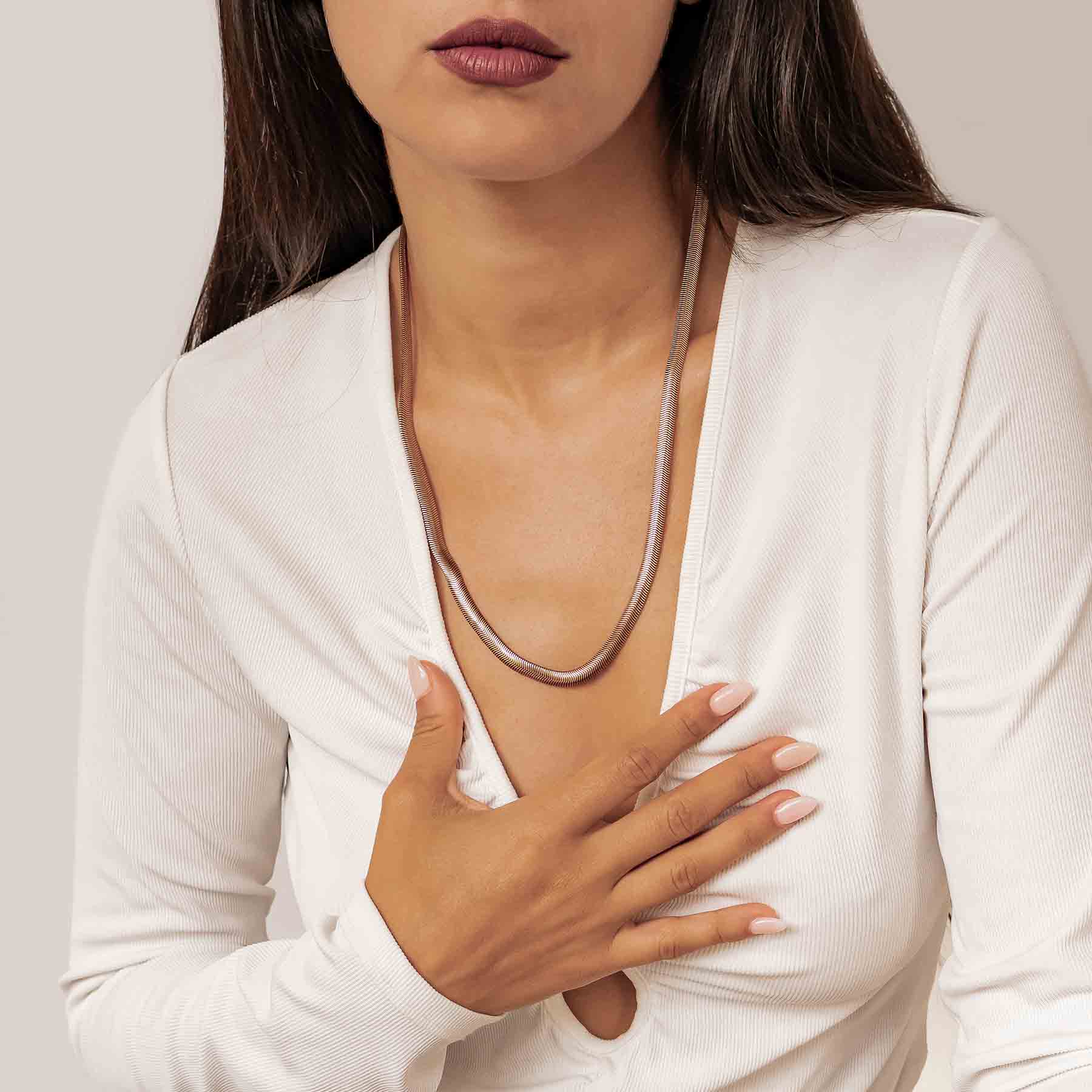 Thick Snake Chain Necklace Rose Gold