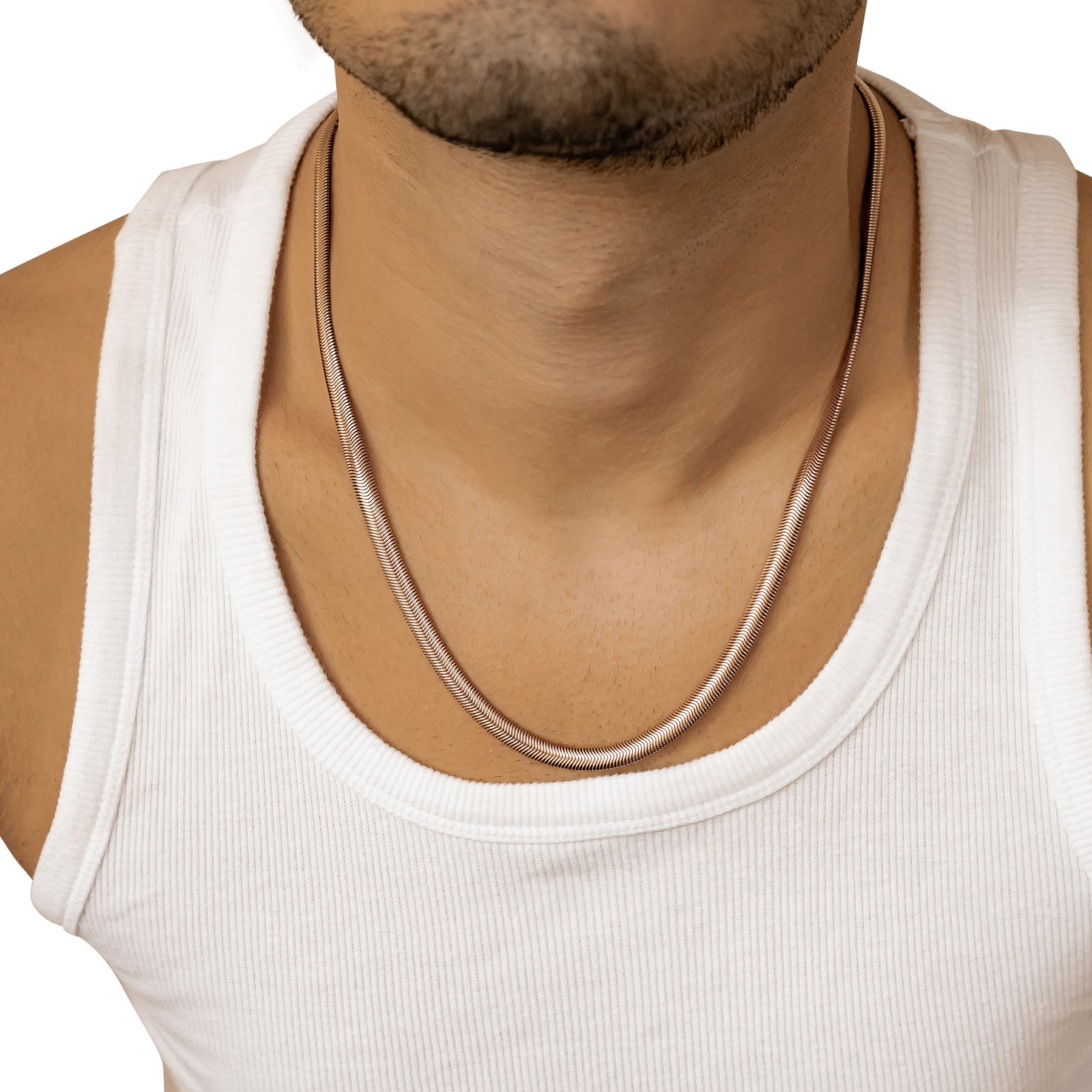 Thick Snake Chain Necklace Rose Gold