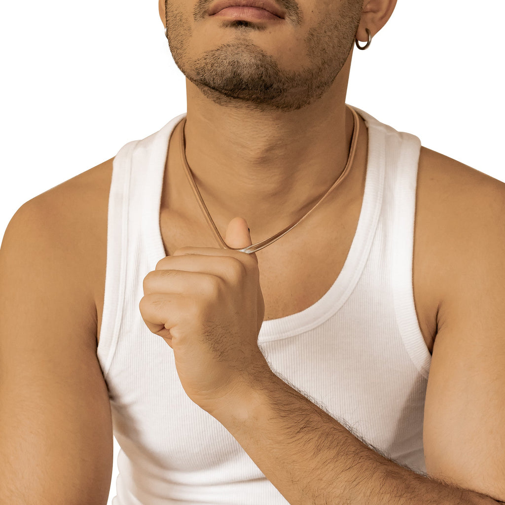 Thick Snake Chain Necklace Rose Gold