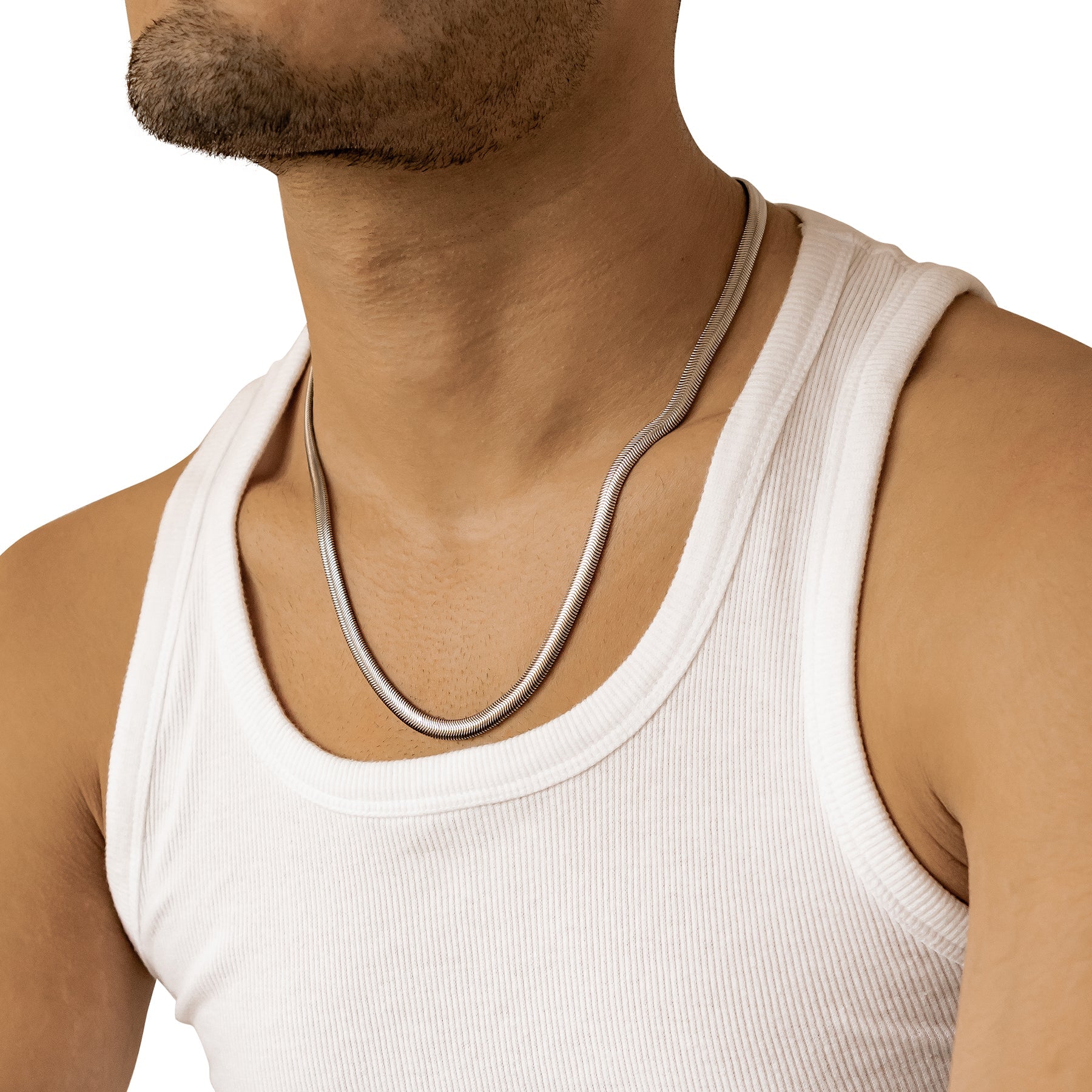 Thick Snake Chain Necklace Silver