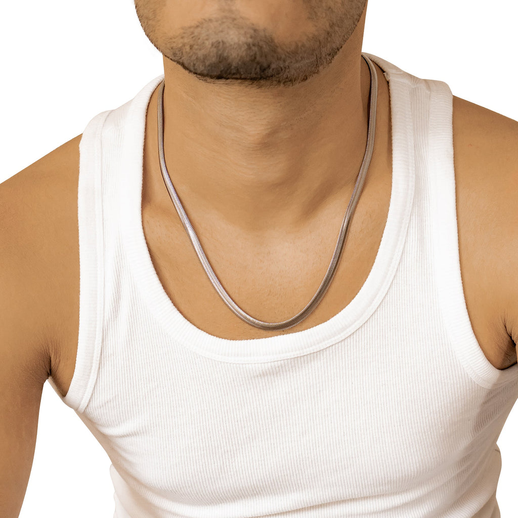 Thick Snake Chain Necklace Silver