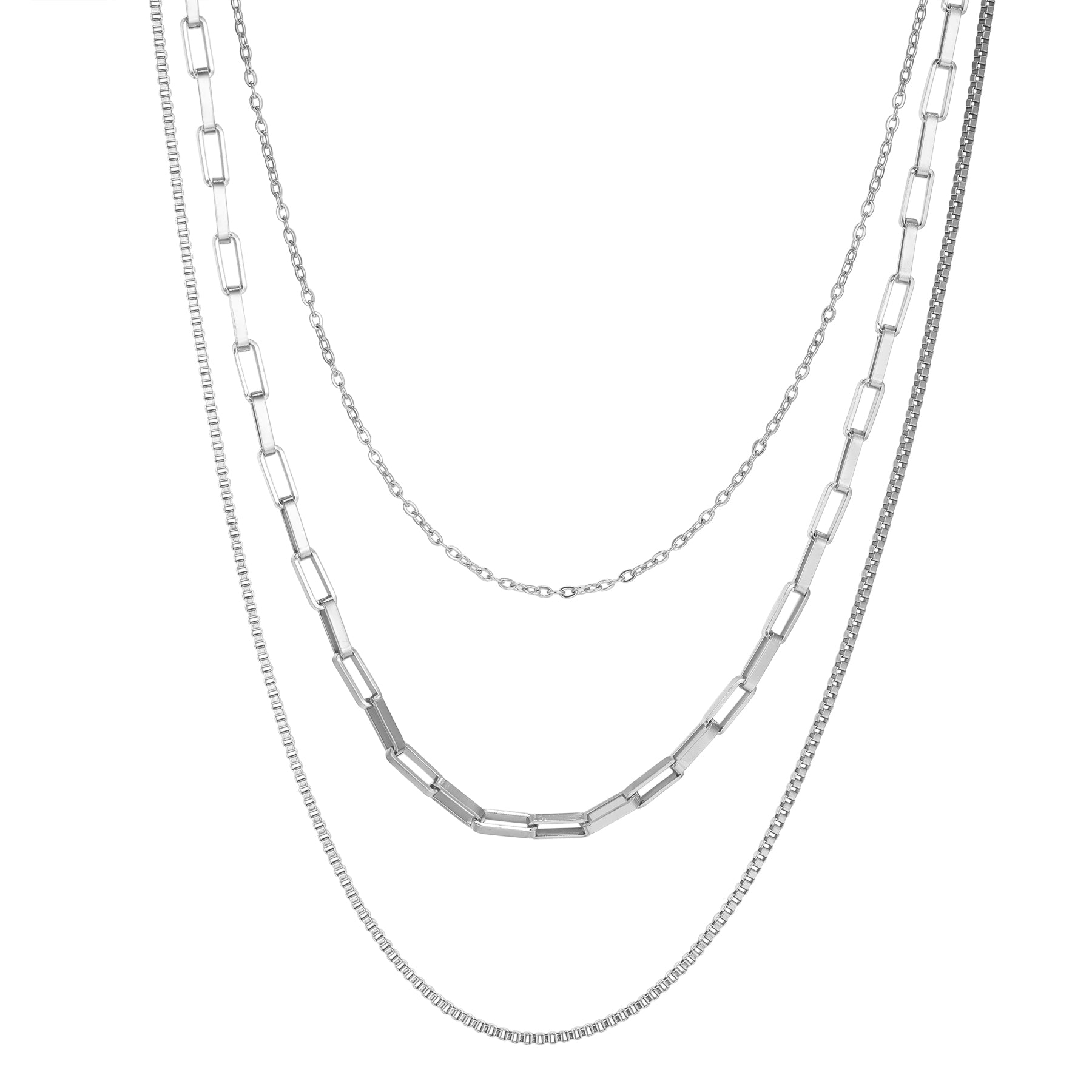 Triple Layer Geometric Chain Necklace Waterproof