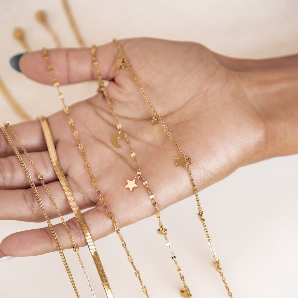 Unisex Rolled Snake Chain Necklace Gold