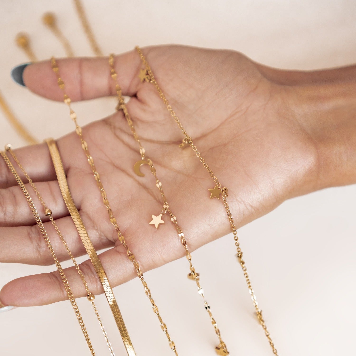 Unisex Rolled Snake Chain Necklace Gold