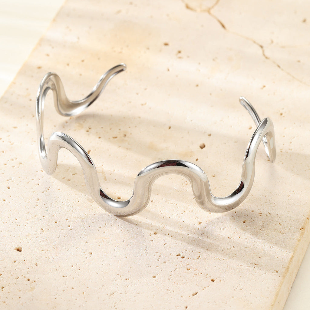 Wavy Flow Open Cuff Bracelet