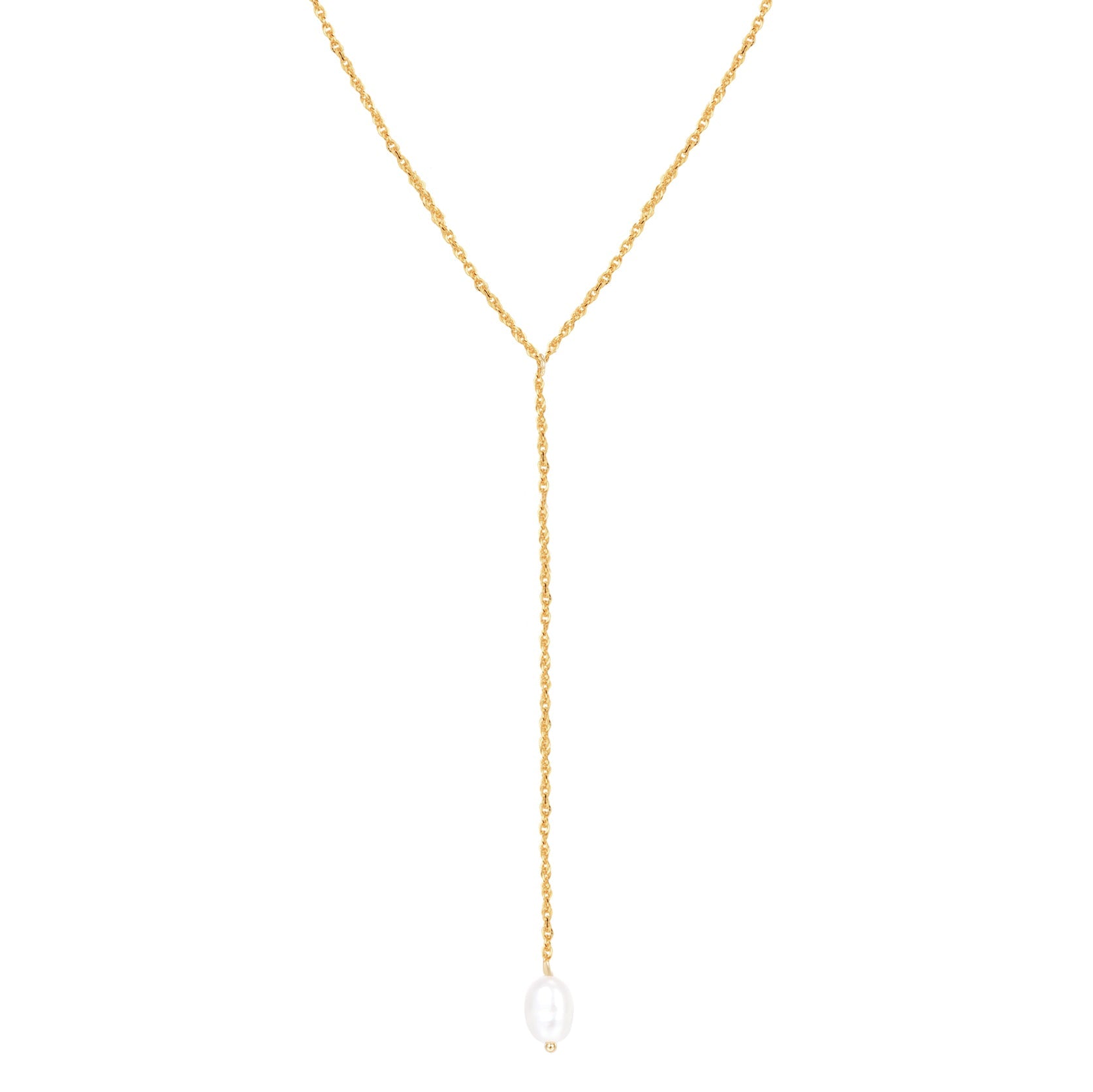 Pearl Pendant Lariat Necklace Sterling Silver