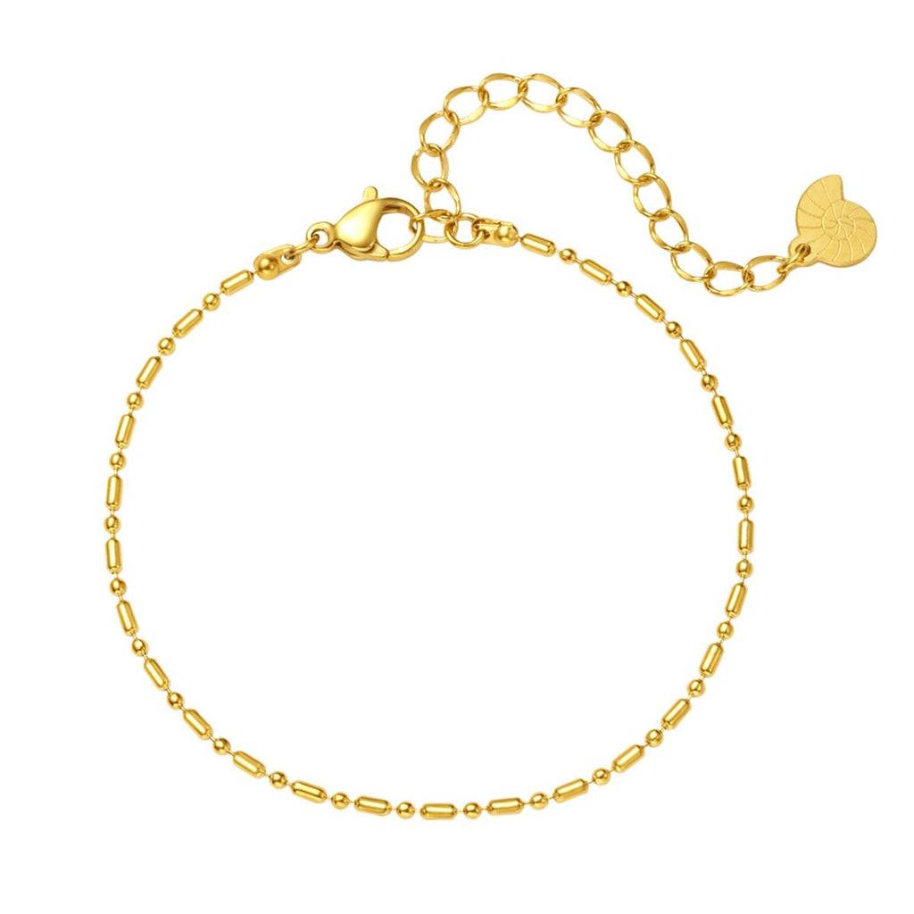 Bead and Bar Chain Bracelet Gold