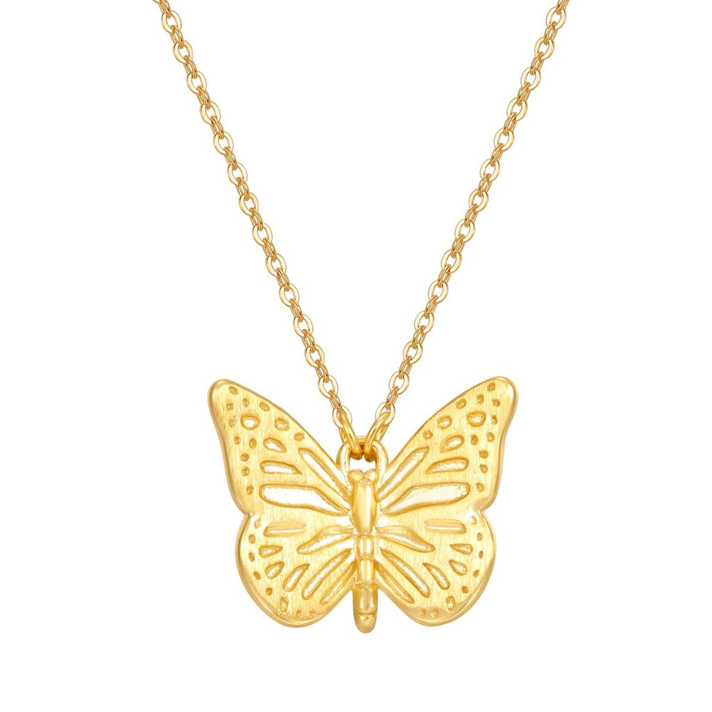 Butterfly Pendant Necklaces Sterling Silver Gold